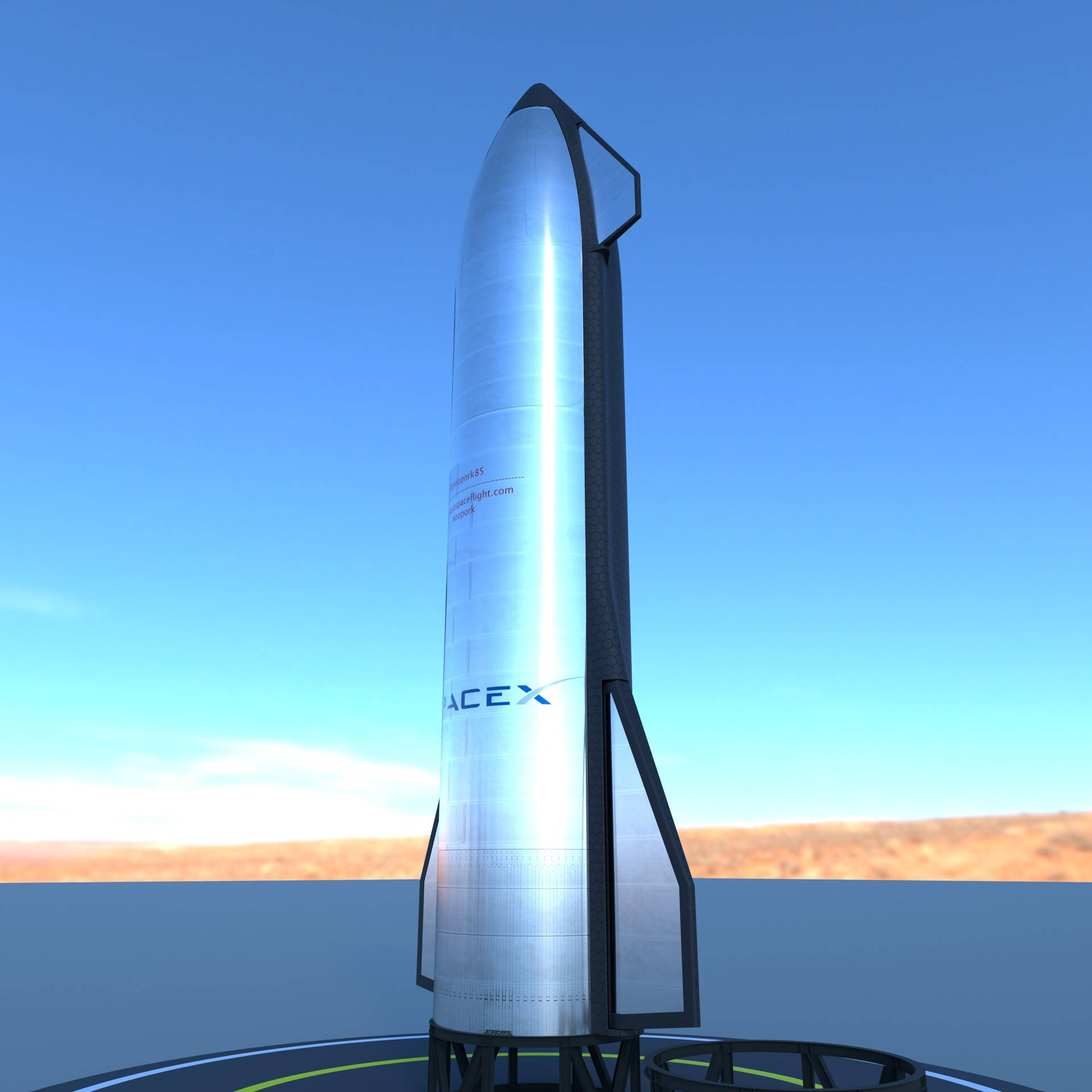 SpaceX Starship, silver, launch pad, Full HD Desktop Wallpaper