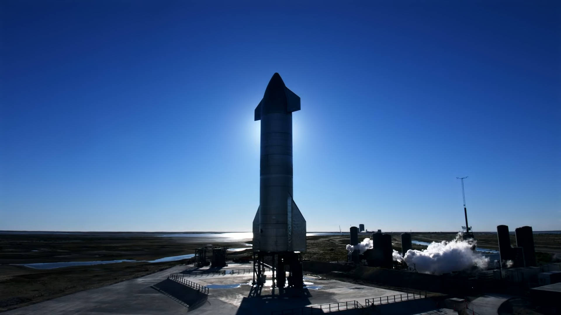 Spacex Starship, blue sky, sun flaring, Full HD Desktop Wallpaper