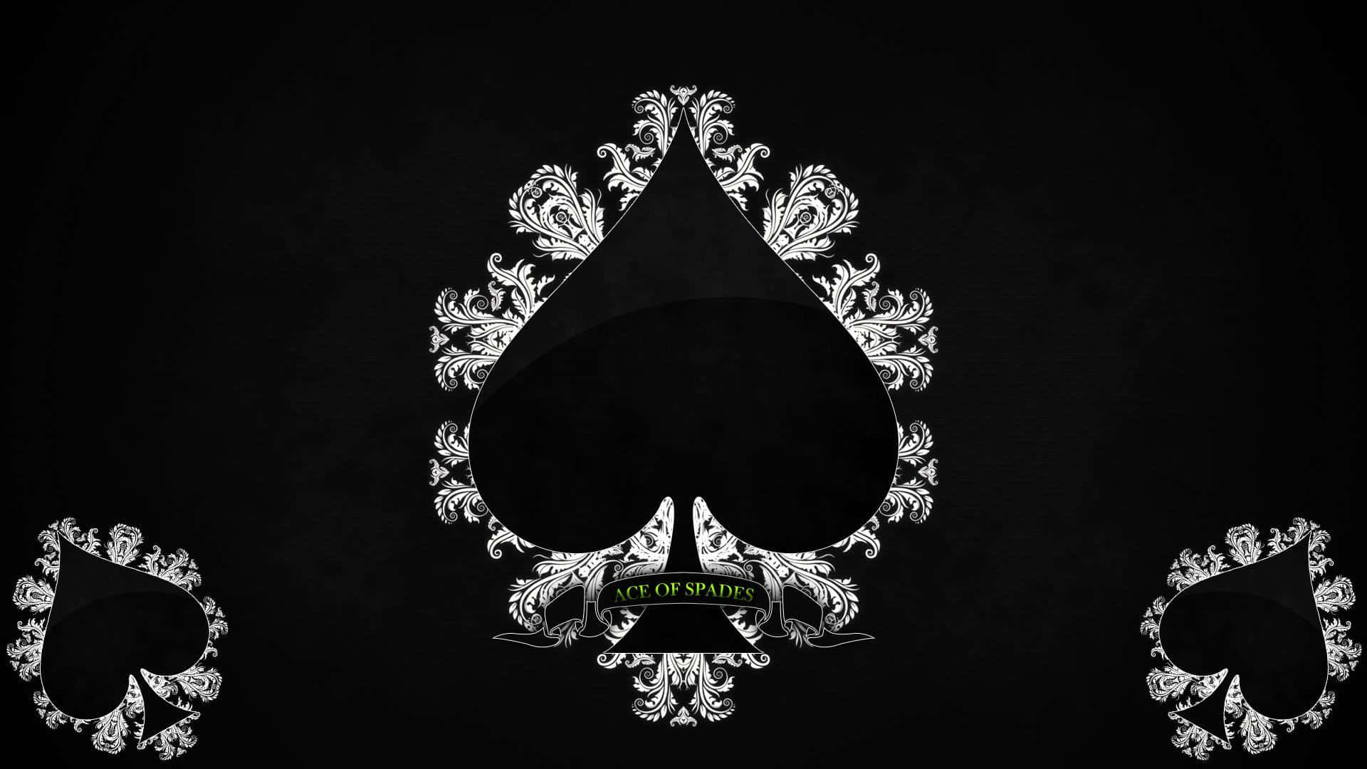 ace of spades, black, white filigree borders, Full HD Desktop Wallpaper