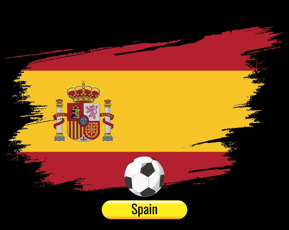 Spain flag, soccer ball, black background, SD Desktop Wallpaper