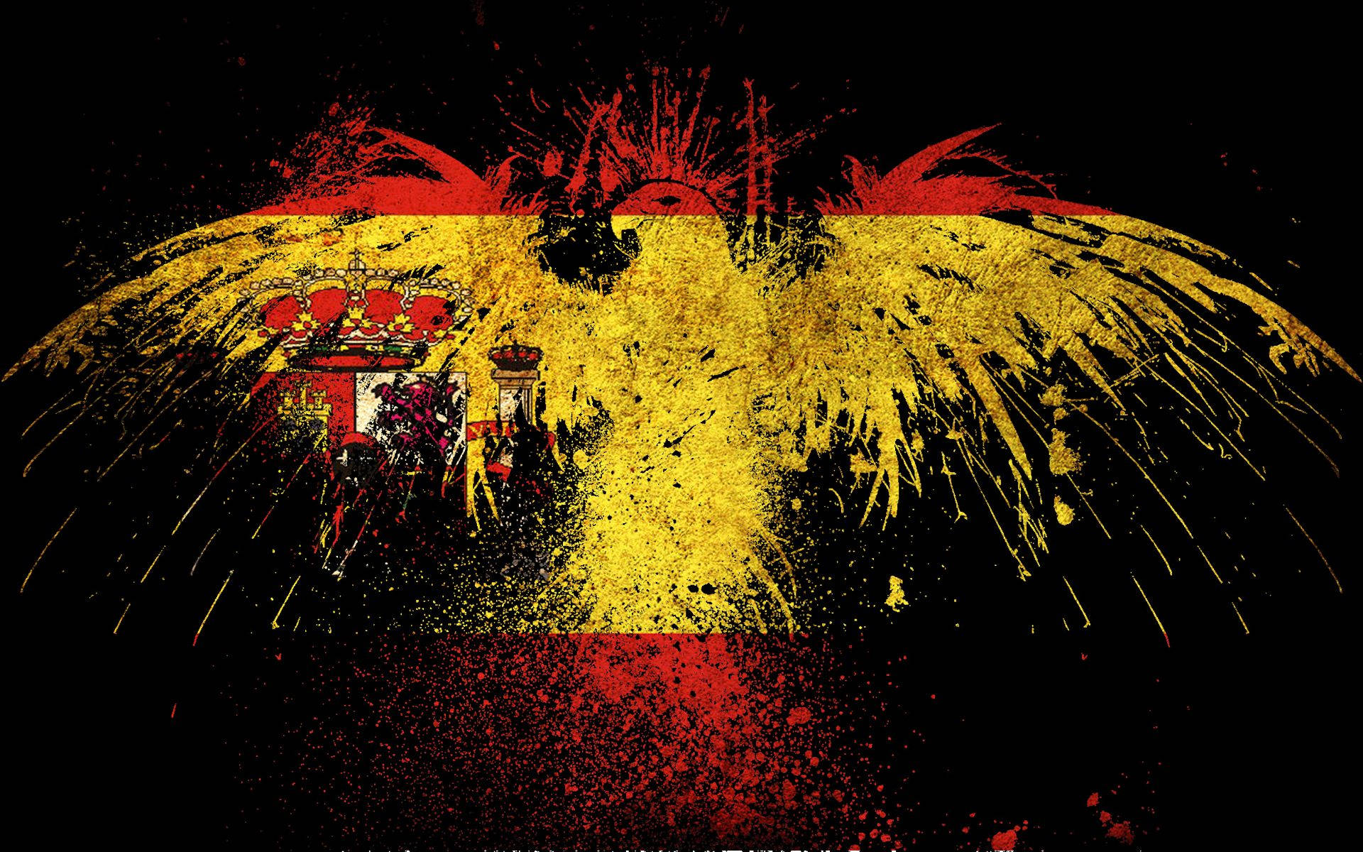 Spain flag, crowned eagle, castle emblem, Full HD Desktop Wallpaper