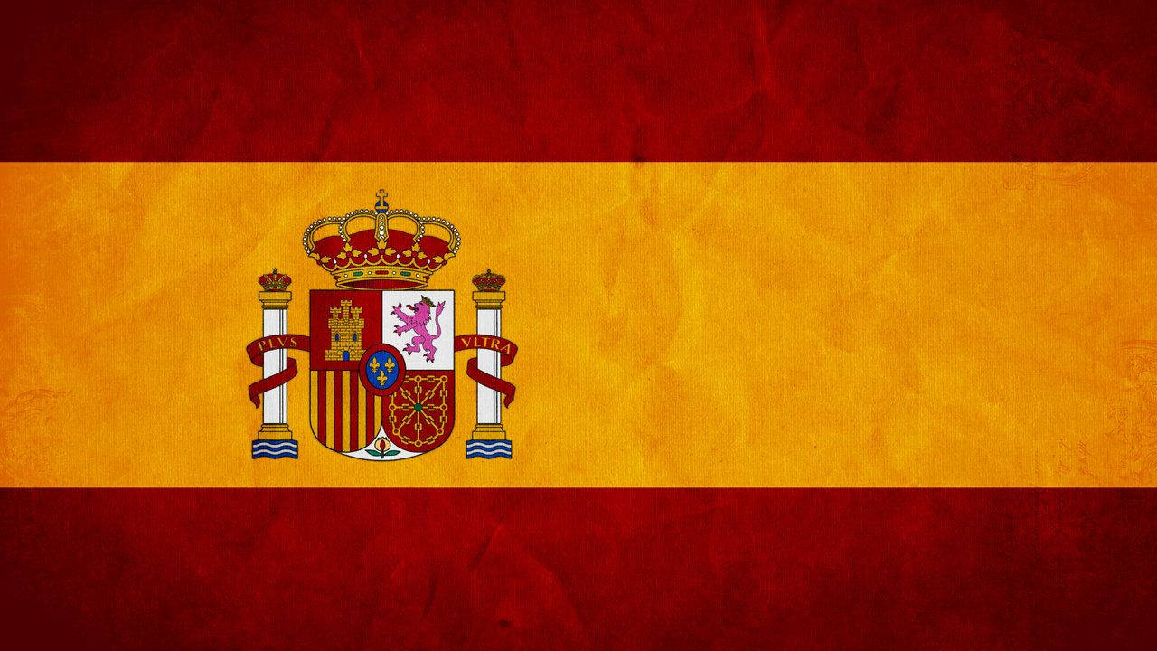 Spain Flag, red and yellow stripes, coat of arms, HD Desktop Wallpaper