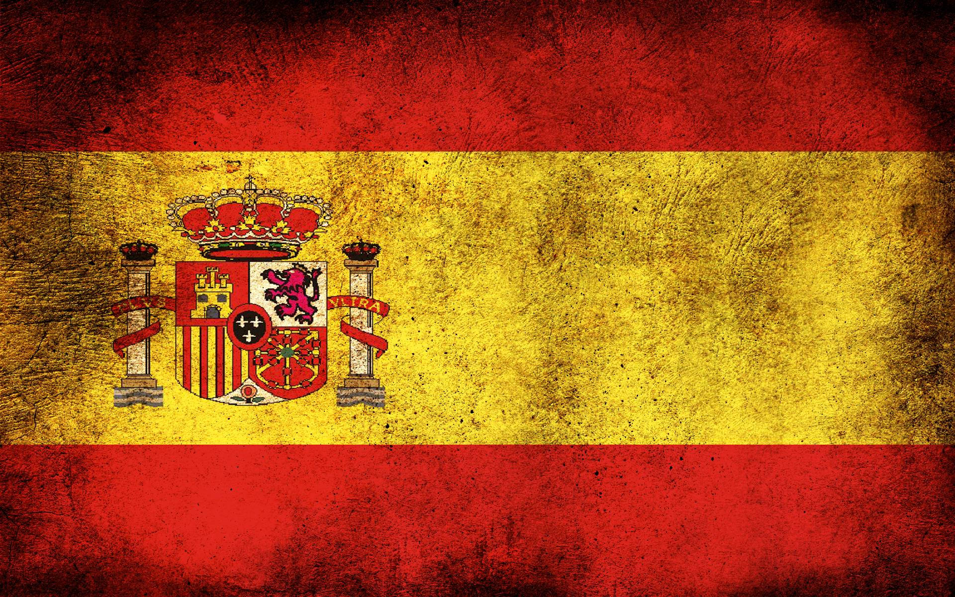 Spain flag, red and yellow stripes, central coat of arms, Full HD Desktop Wallpaper