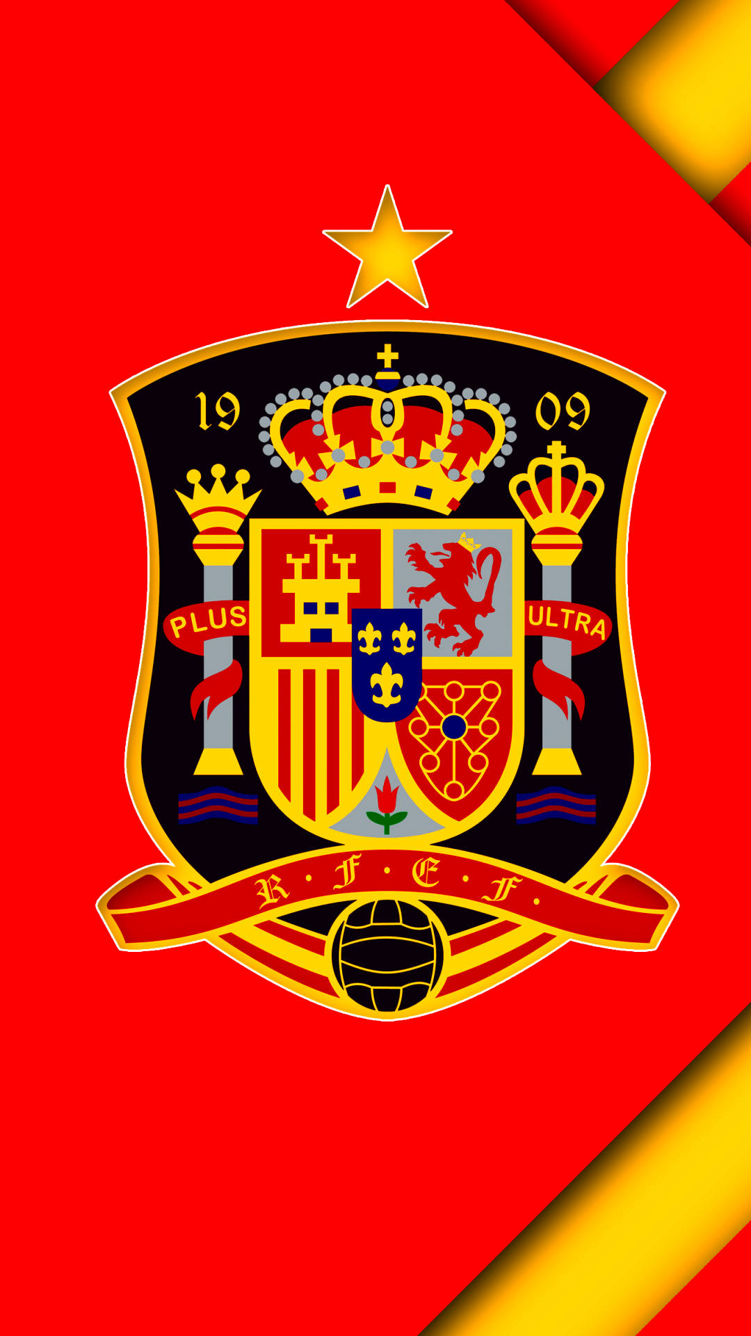 Spain National Football Team, red background, crown star, Full HD Phone Wallpaper