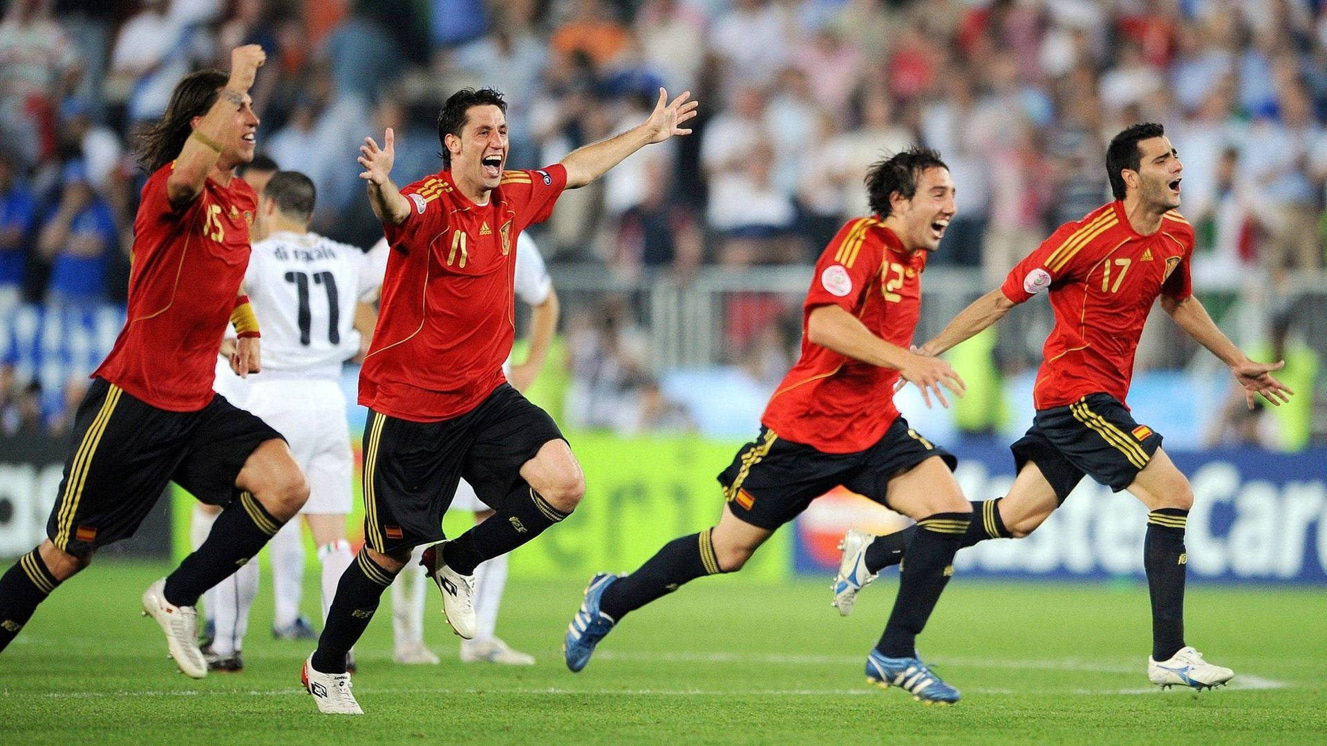 2020 UEFA Championship, Spain National Football Team, red jerseys, Full HD Desktop Wallpaper