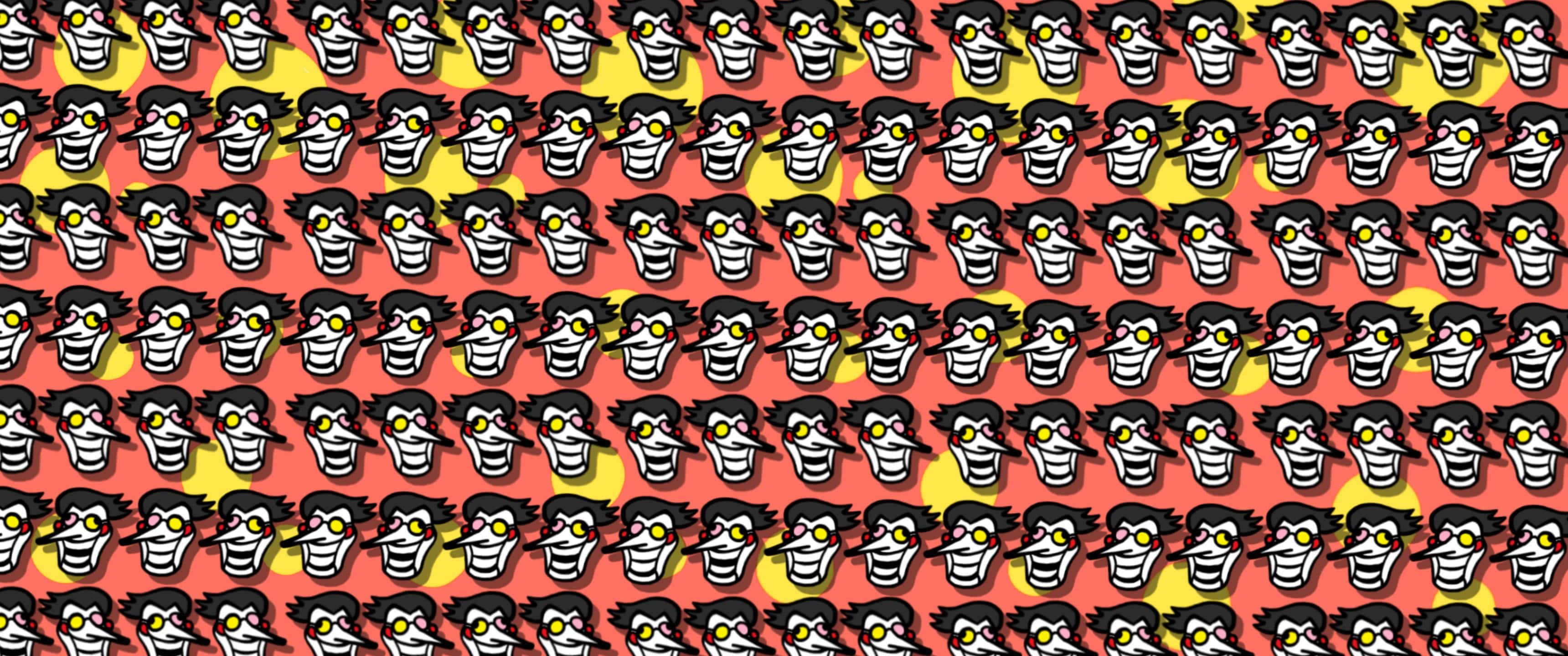 Spamton, black and white, yellow eyes, 2K Desktop Wallpaper