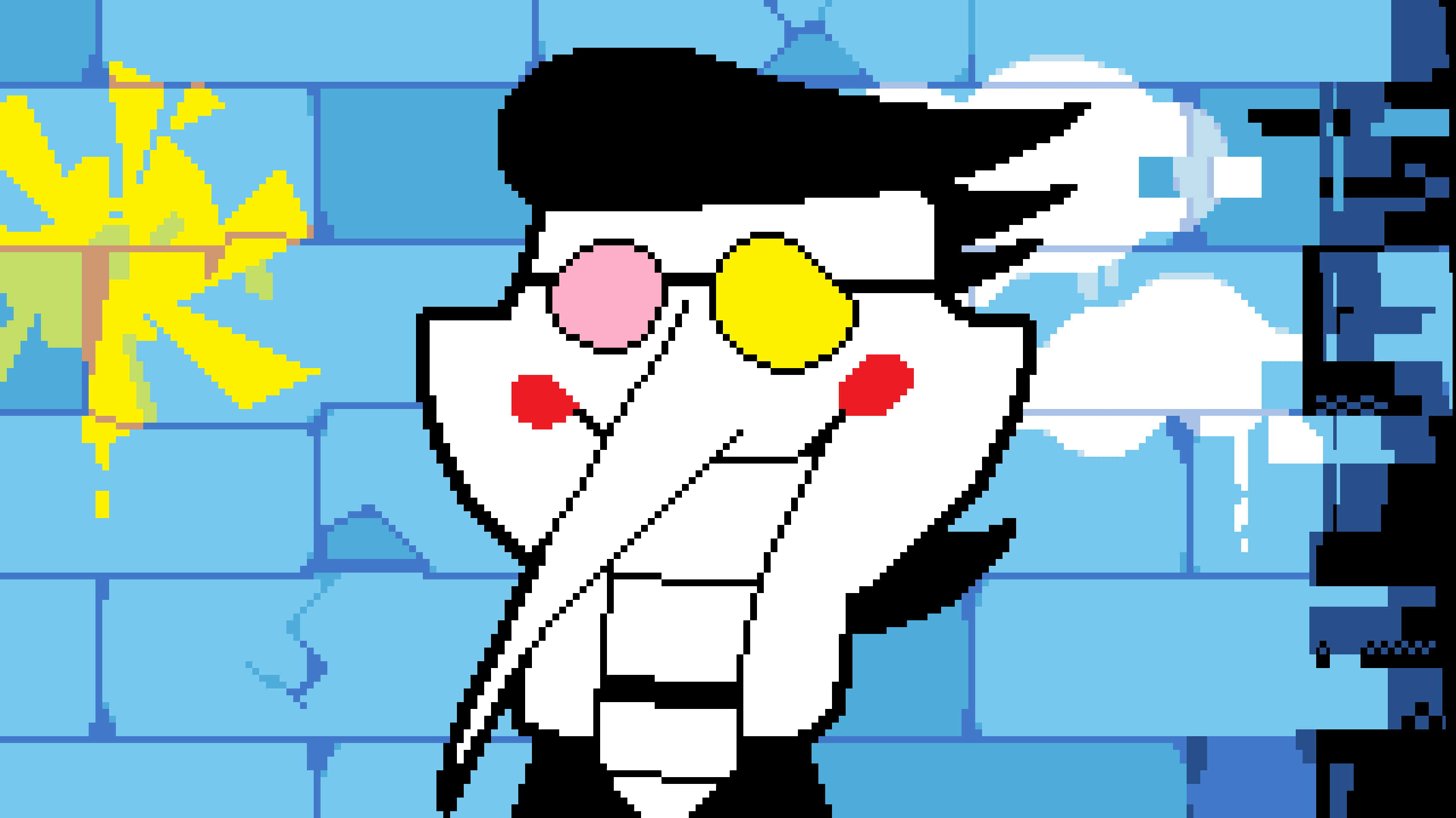 Spamton, pixel-art, long nose, 2K Desktop Wallpaper