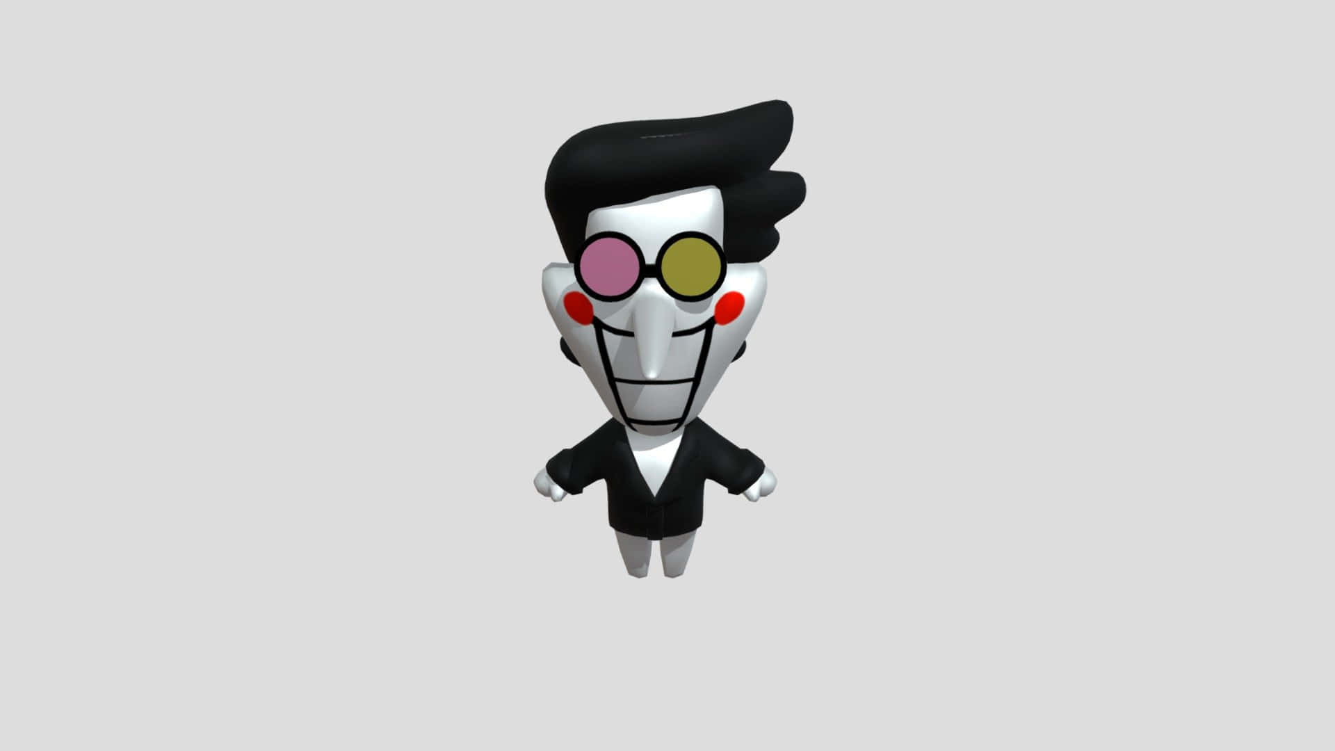 Spamton, chibi character, black hair, Full HD Desktop Wallpaper