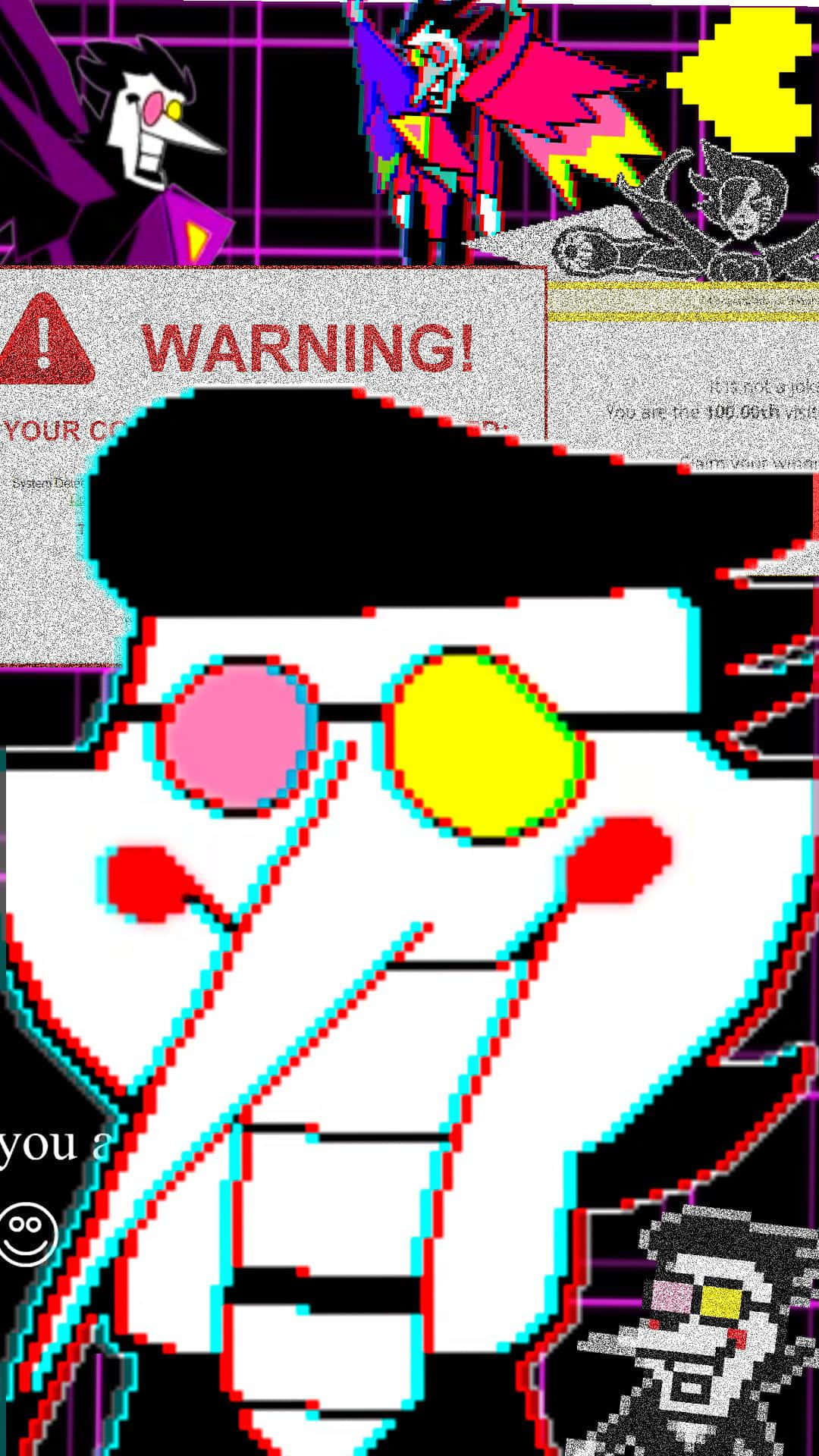 Spamton, pixel-art, glitchy, Full HD Phone Wallpaper
