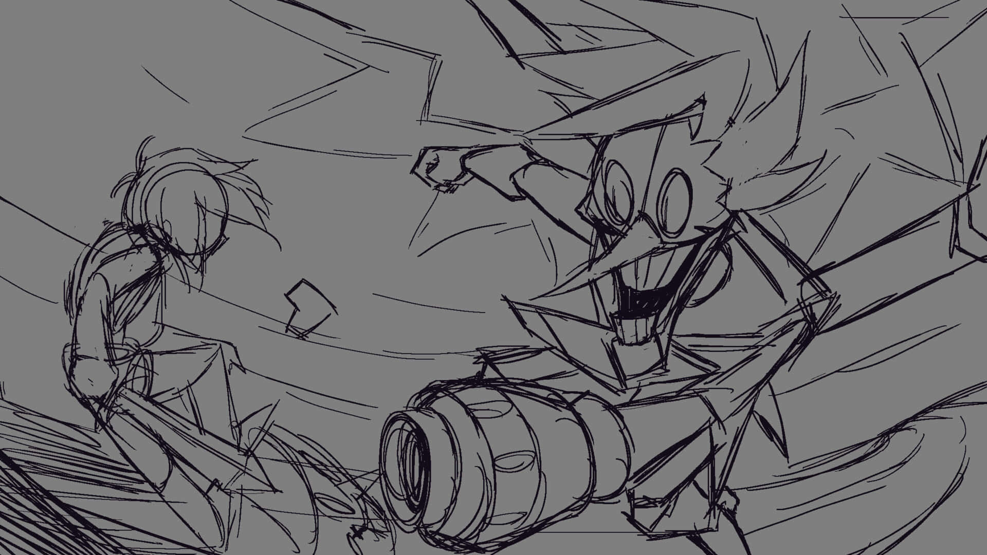 Spamton, black and white sketch, anime characters, Full HD Desktop Wallpaper