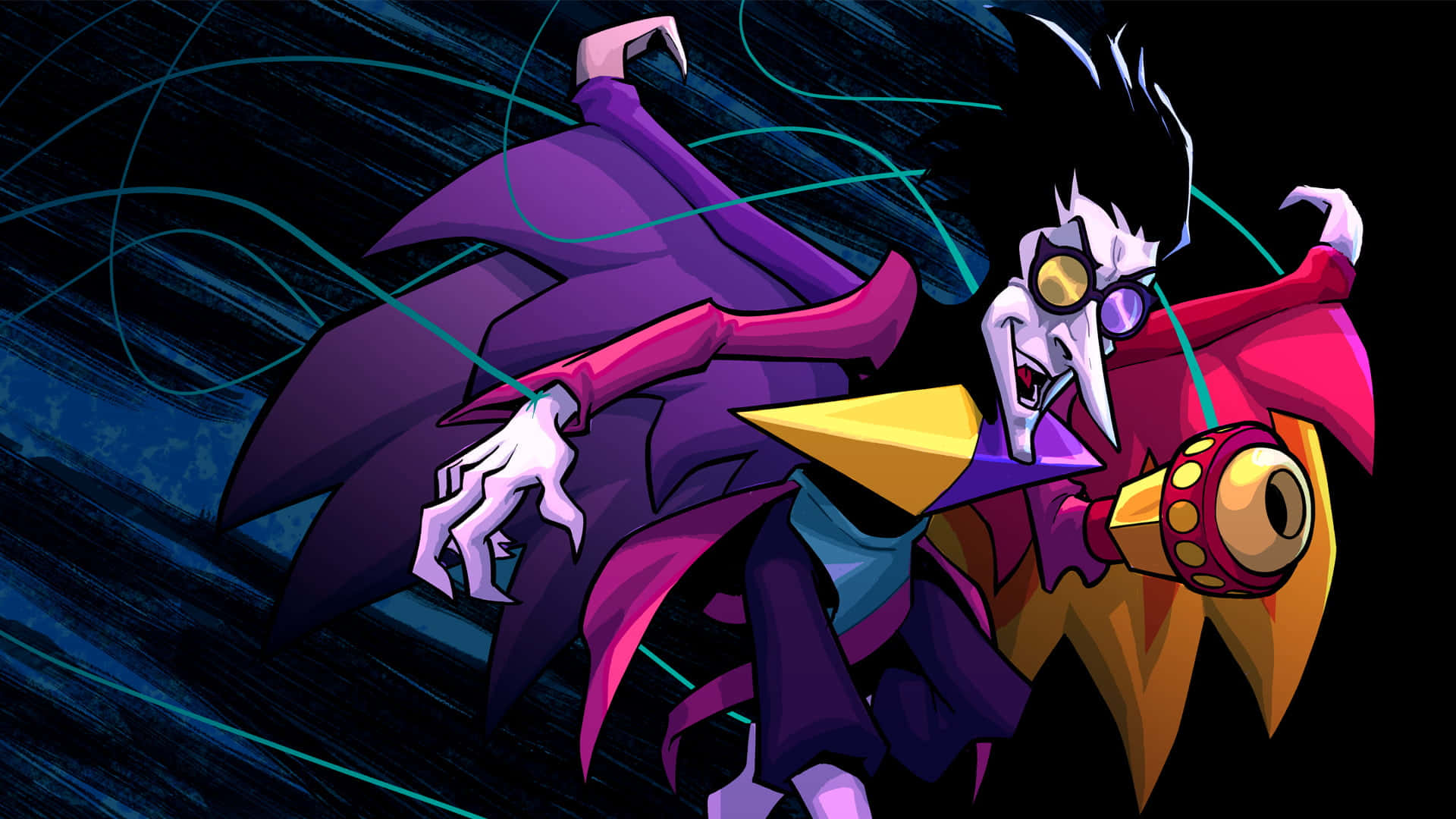 Spamton, purple cape, goggles, Full HD Desktop Wallpaper