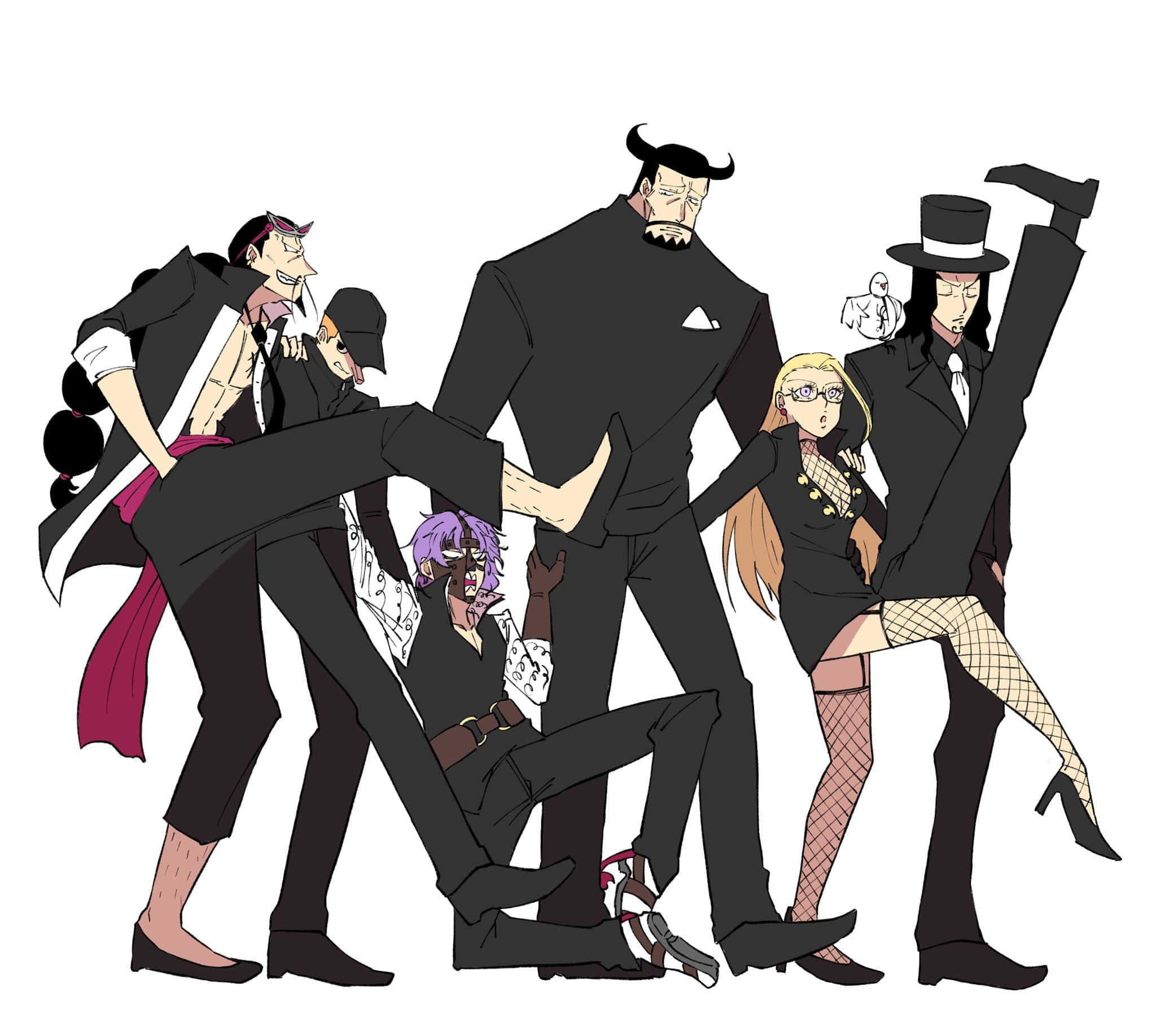 Spandam, anime characters, black suits, Full HD Desktop Wallpaper