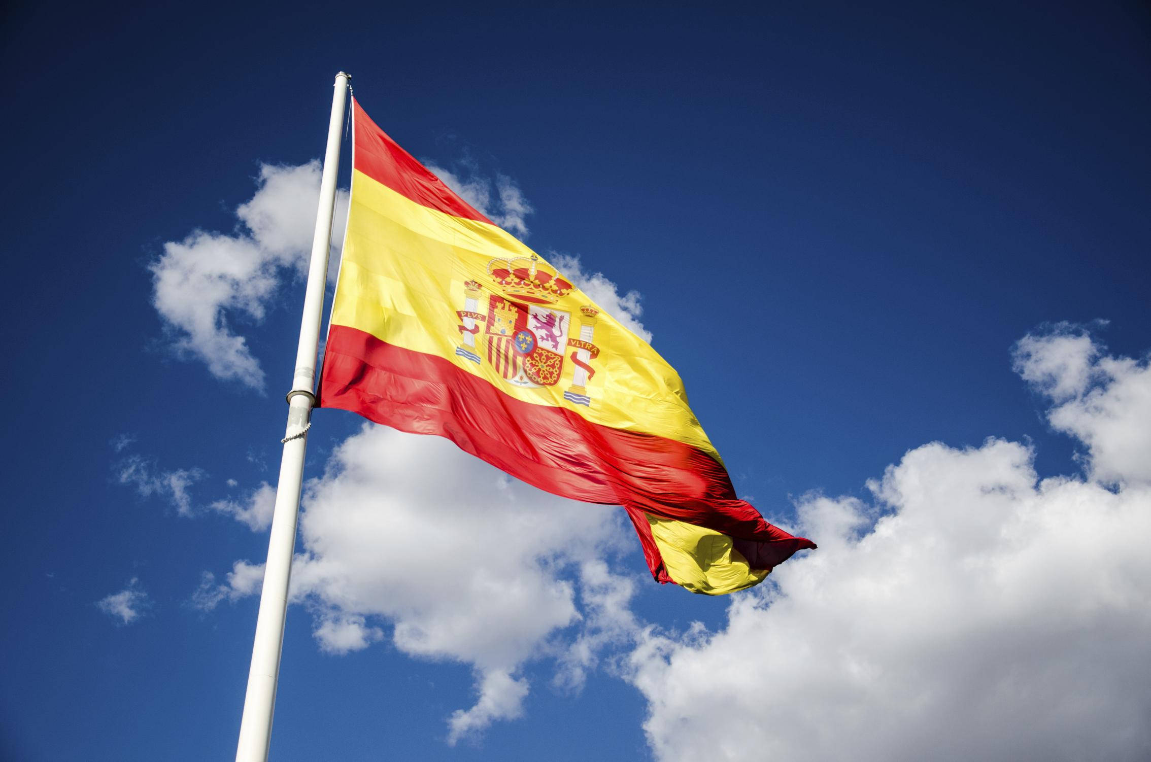 Spanish flag, red yellow stripes, coat of arms, Full HD Desktop Wallpaper
