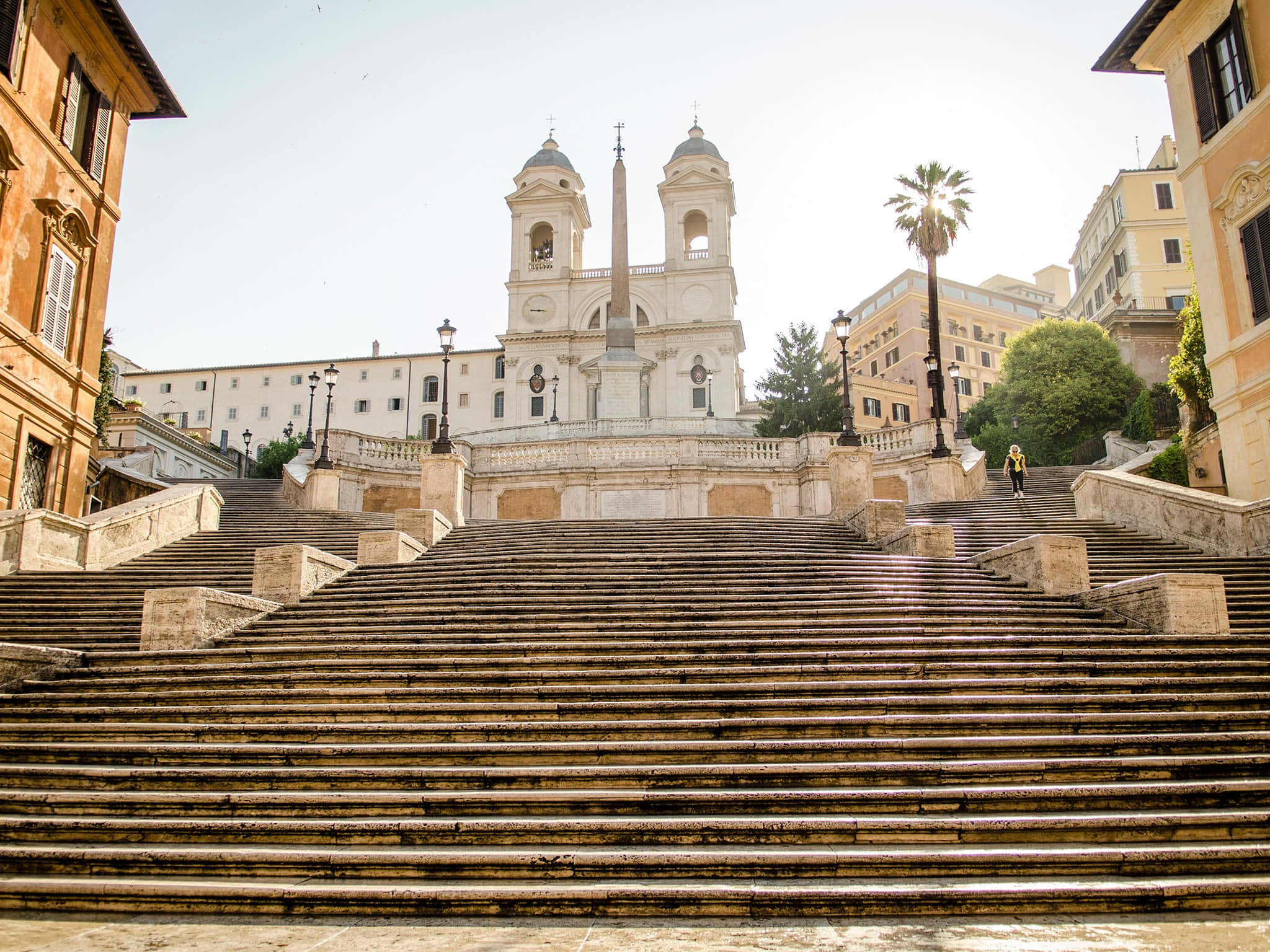 Spanish Steps, historic church, twin domes, Full HD Desktop Wallpaper