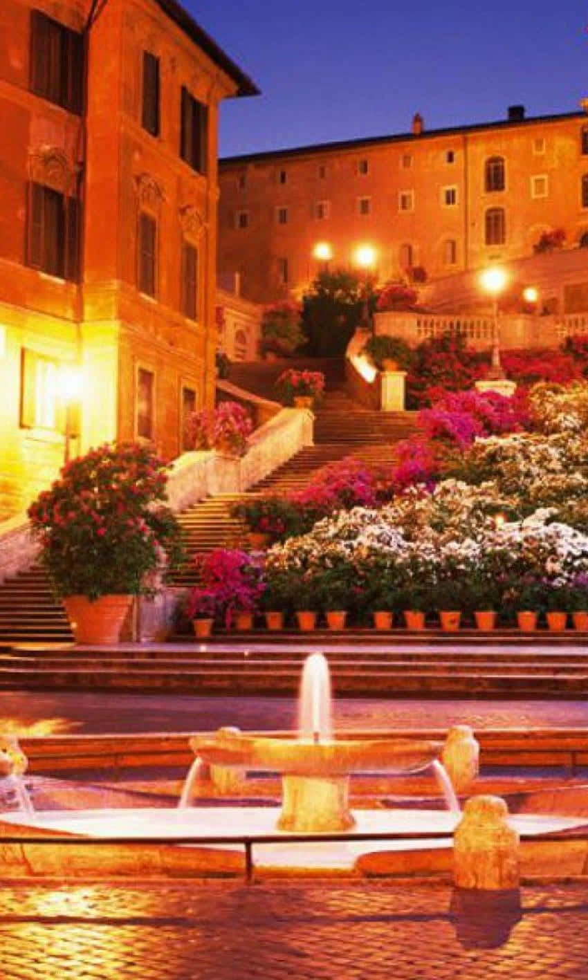 Spanish Steps, fountain, stone staircase, HD Phone Wallpaper