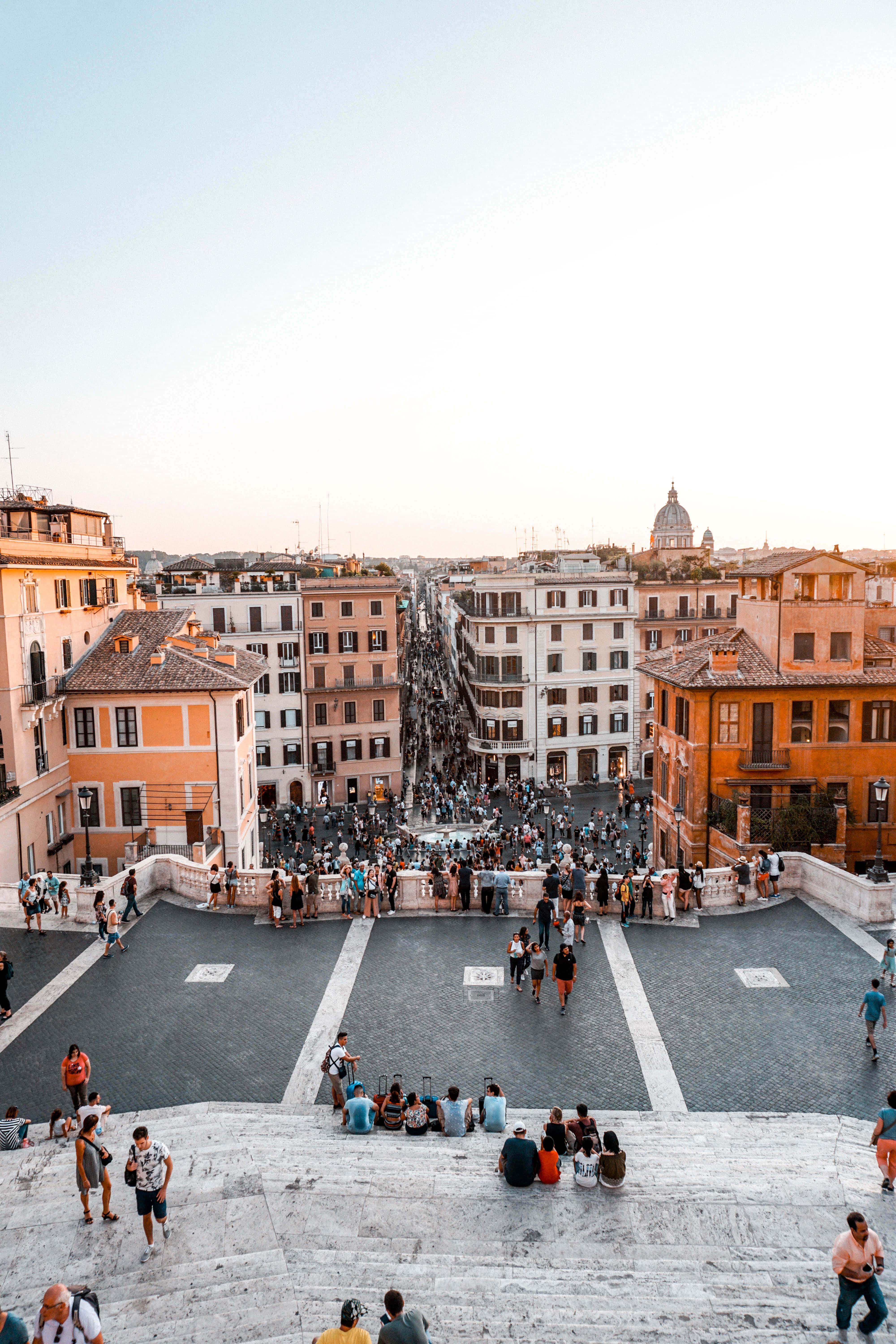 Spanish Steps, Sunset, stone staircase, 5K Phone Wallpaper