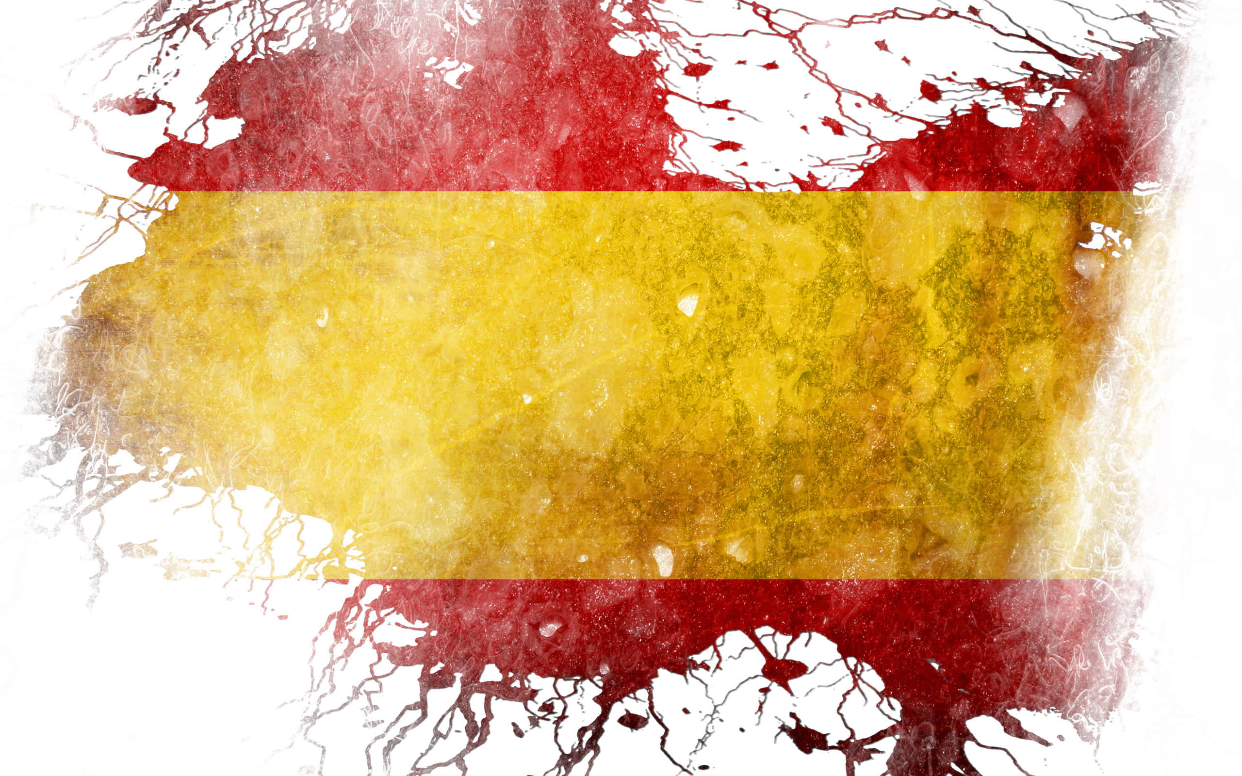Spanish flag, red and yellow stripes, paint splatter, 2K Desktop Wallpaper
