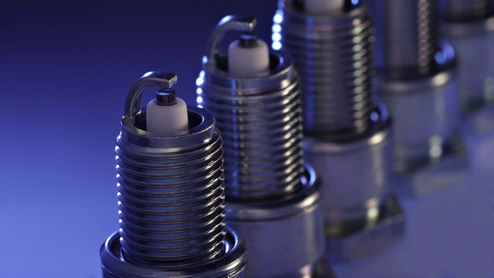 spark plug, shiny metal, cool blue gradient background, Full HD Desktop Wallpaper