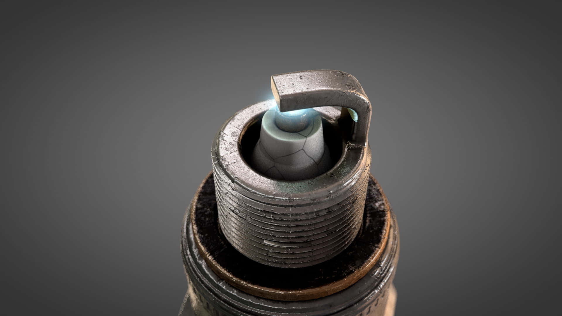 Spark Plug, blue electricity, dark gray background, Full HD Desktop Wallpaper