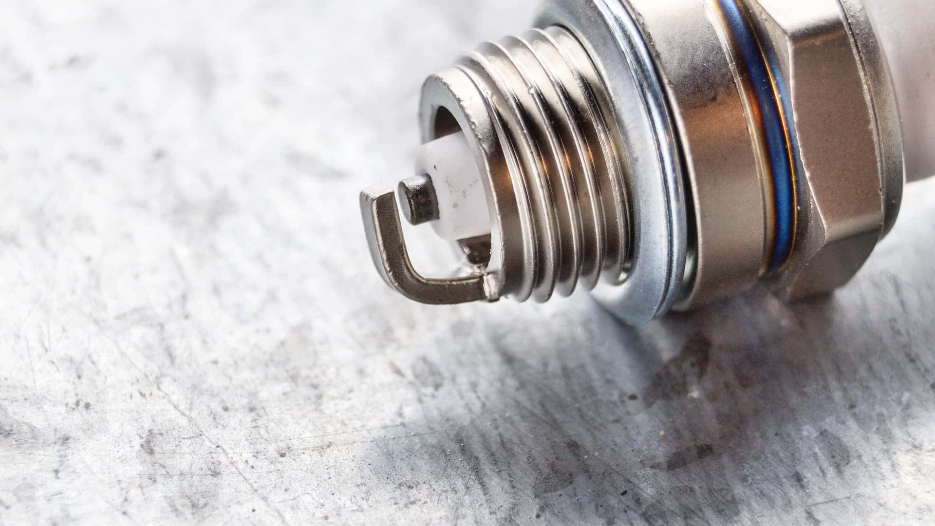 spark plug, scratched metal surface, blue ceramic insulator, Full HD Desktop Wallpaper