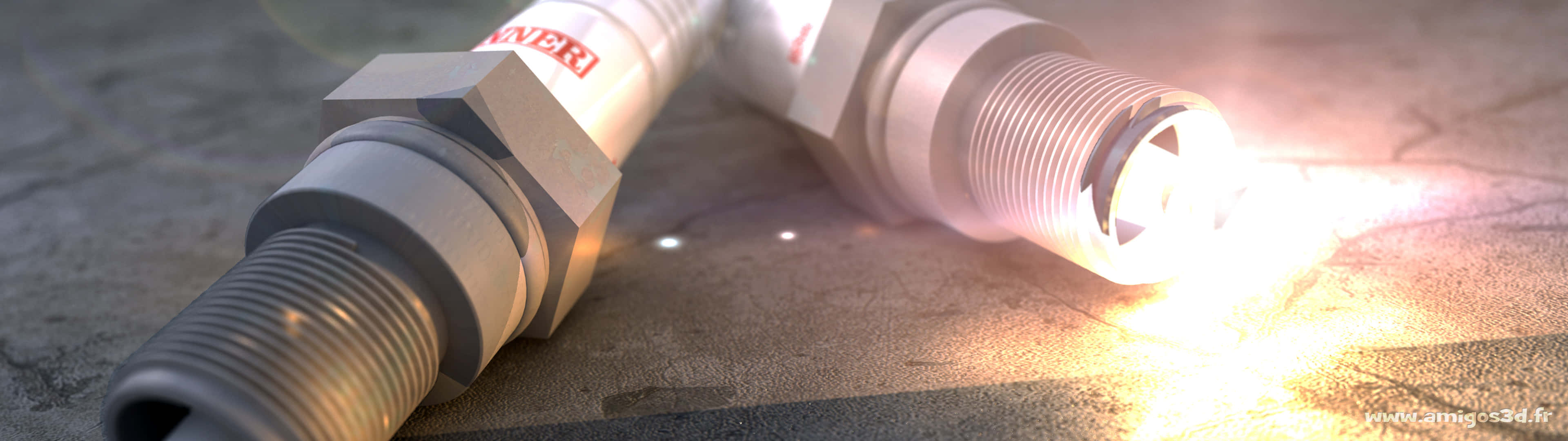 Spark Plug, electric arc, metallic, 4K Desktop Wallpaper