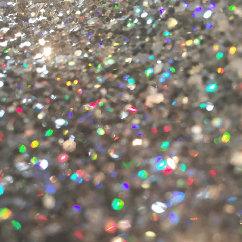silver glitter surface, shimmering multicolored glitter particles, bokeh effects, SD Desktop Wallpaper