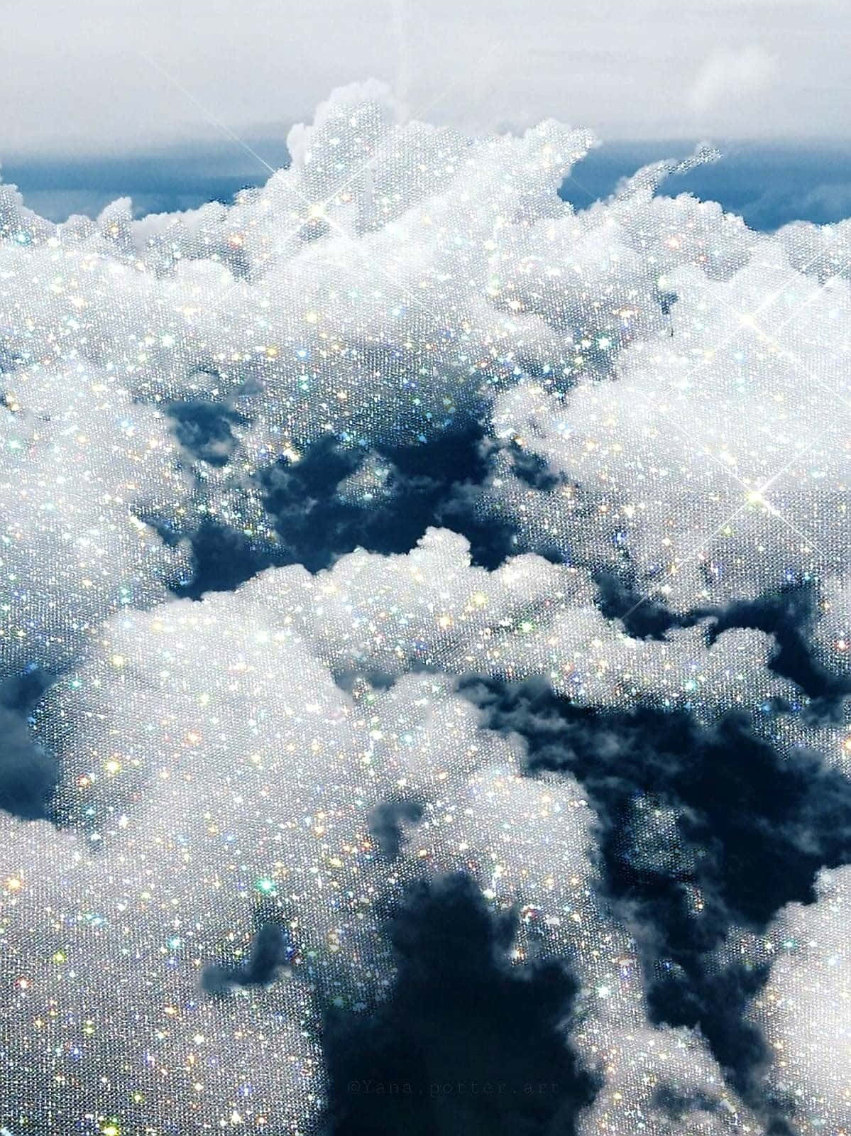 sparkle aesthetic, glittery cloud formation, starbursts, HD Phone Wallpaper