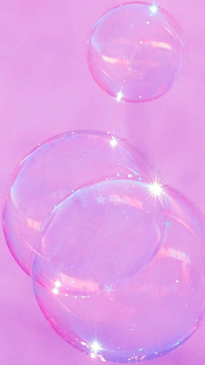 Sparkle Aesthetic, glossy soap bubbles, soft pink background, HD Phone Wallpaper