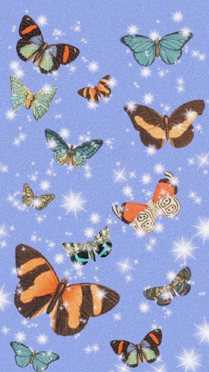 Sparkle Aesthetic, colorful butterflies, intricate patterns, HD Phone Wallpaper