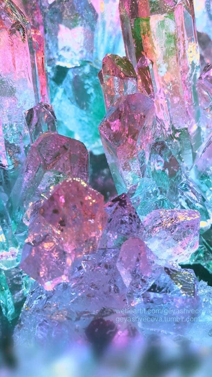 crystals, pink, blue, HD Phone Wallpaper