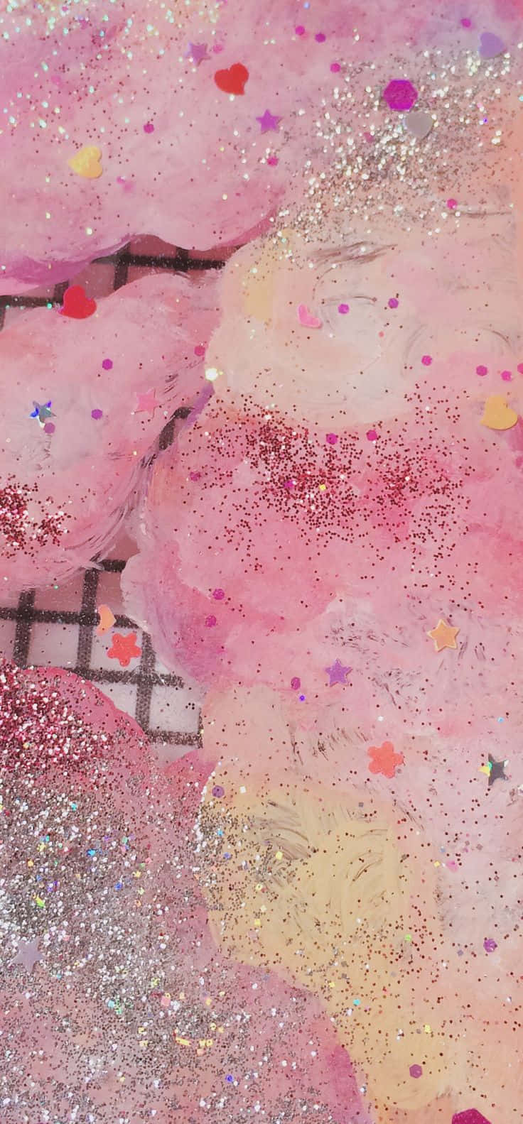 Sparkle Aesthetic, soft pink watercolor swirls, glitter hearts, HD Phone Wallpaper