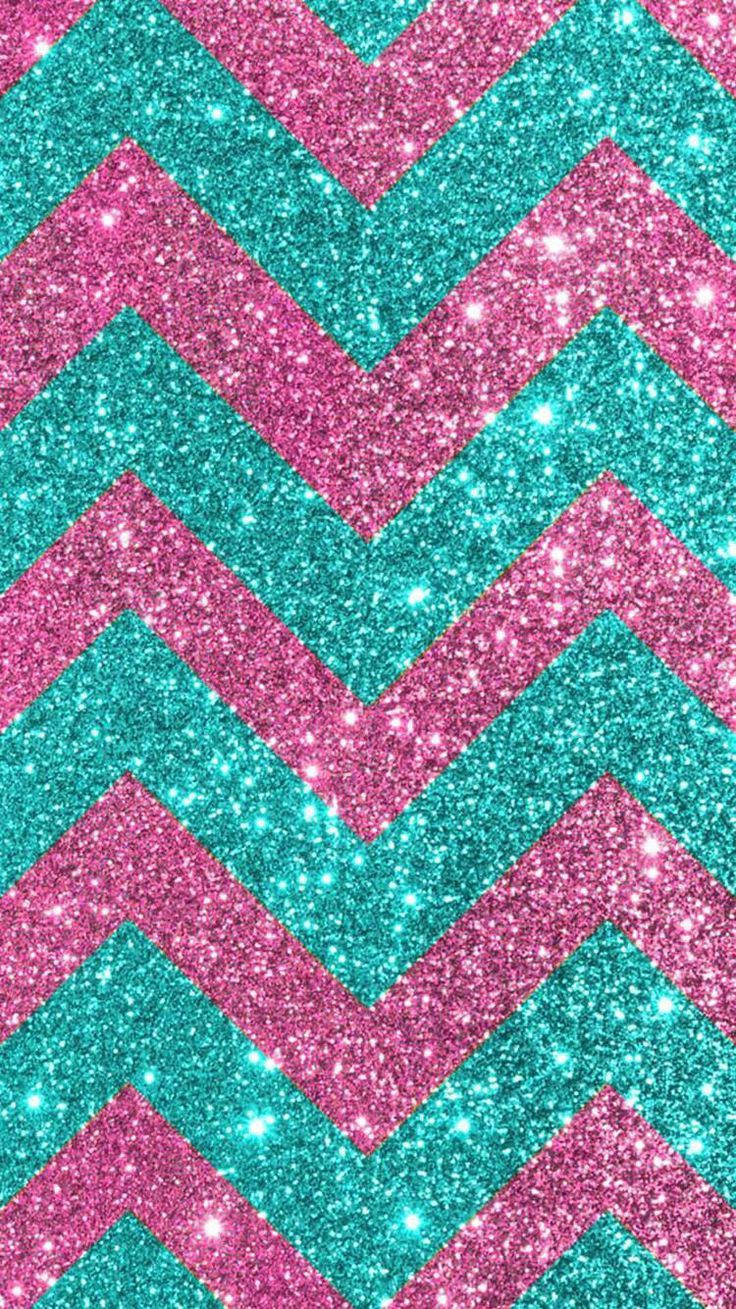 pink and blue zigzag sparkle iPhone, vibrant pink, teal glitter, HD Phone Wallpaper