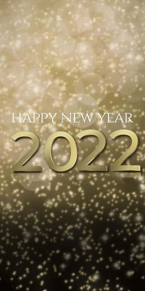2022, golden, sparkling bokeh, SD Phone Wallpaper