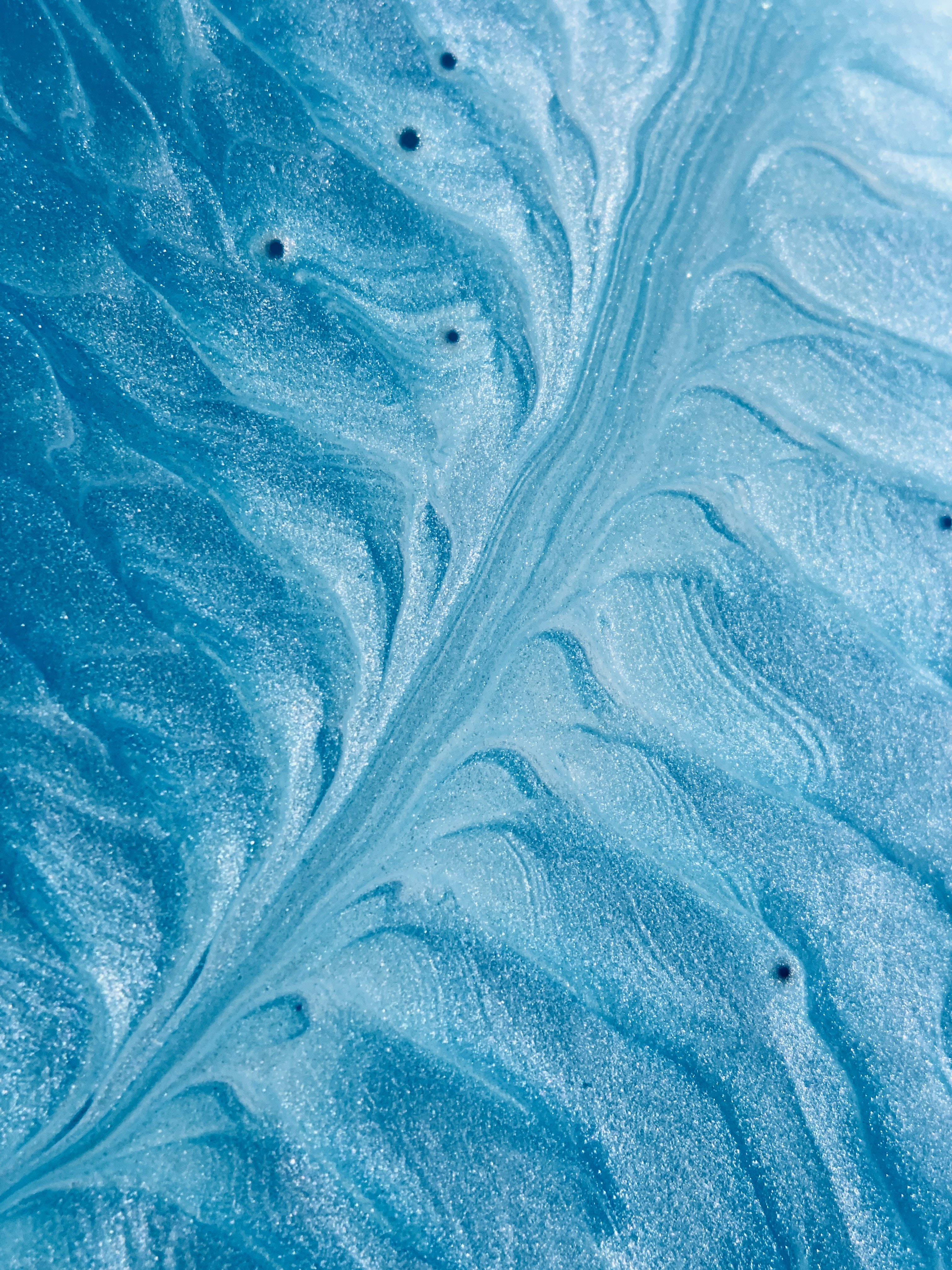 blue glitter ripples, swirling blue and silver paint, glittery texture, 4K Phone Wallpaper