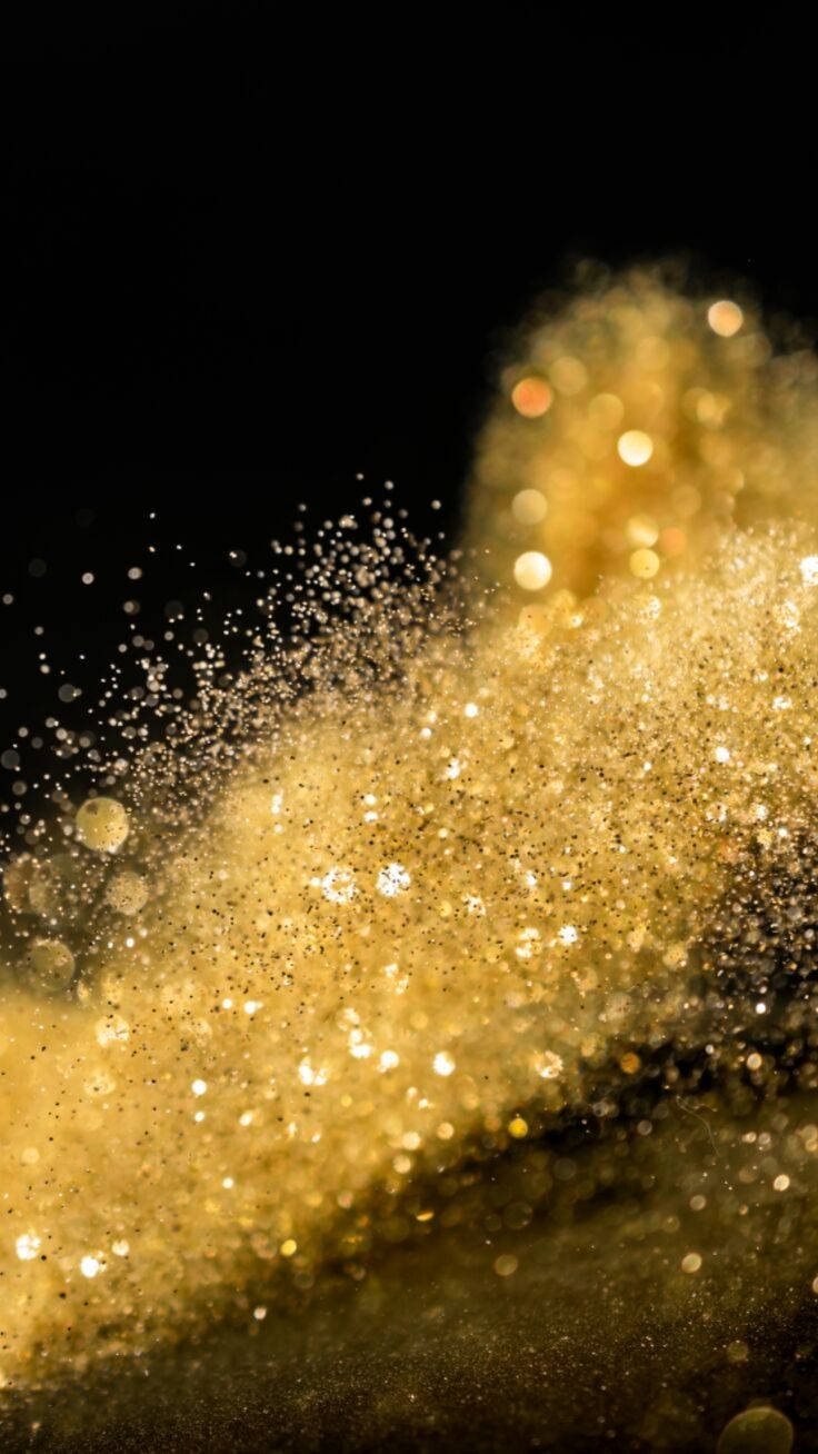 Scattered Gold Glitter Sparkle iPhone, golden glitter particles, stark black background, HD Phone Wallpaper