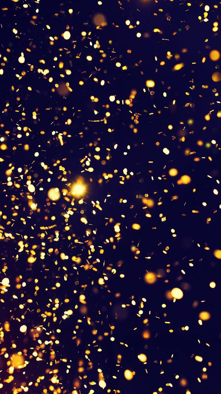 blue and gold glitter sparkle iPhone, golden glitter particles, deep dark blue background, HD Phone Wallpaper