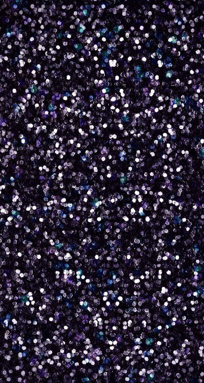 coarse black glitter sparkle iPhone, deep purple silver and blue hues, black background, HD Phone Wallpaper