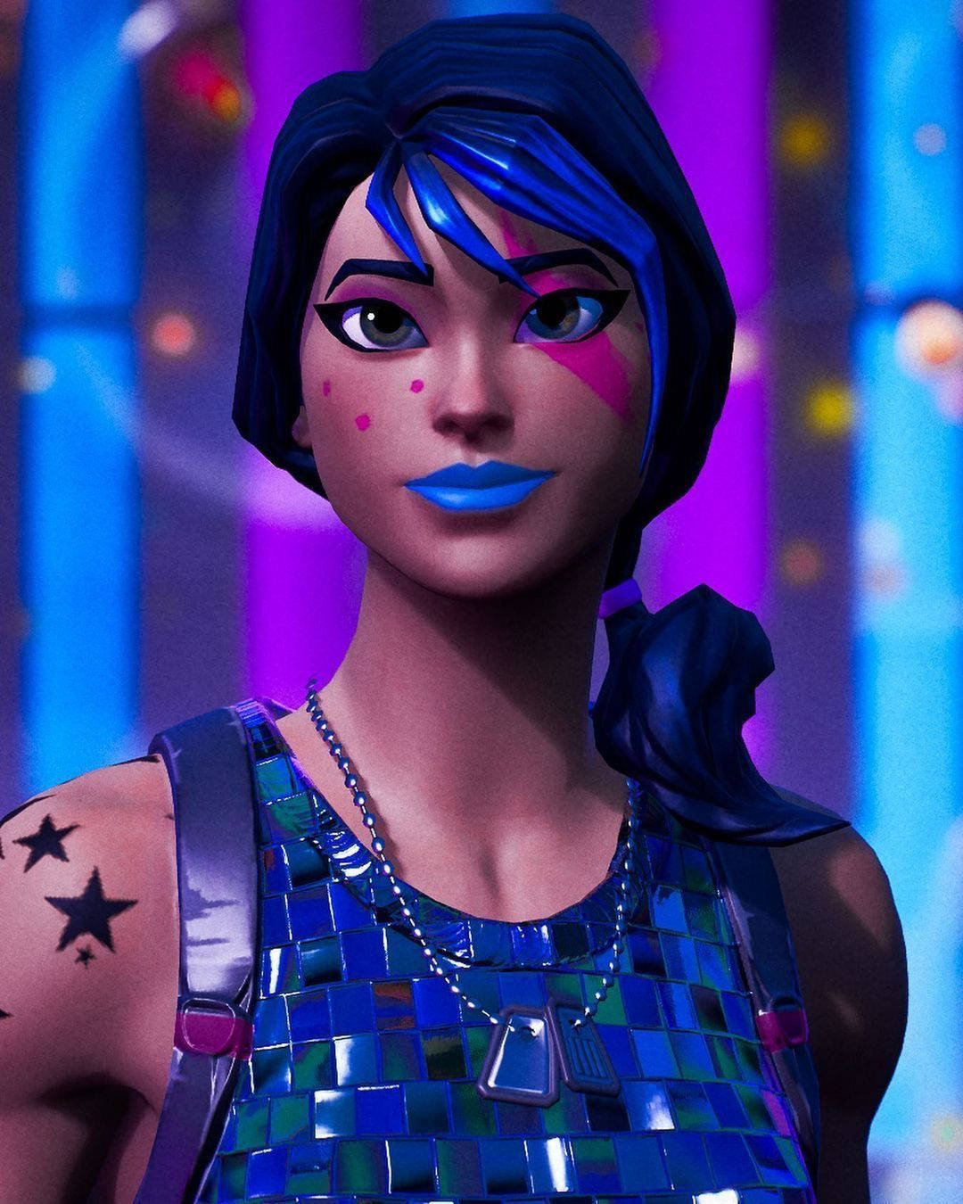 Sparkle Specialist Fortnite, blue hair, star tattoos, HD Phone Wallpaper