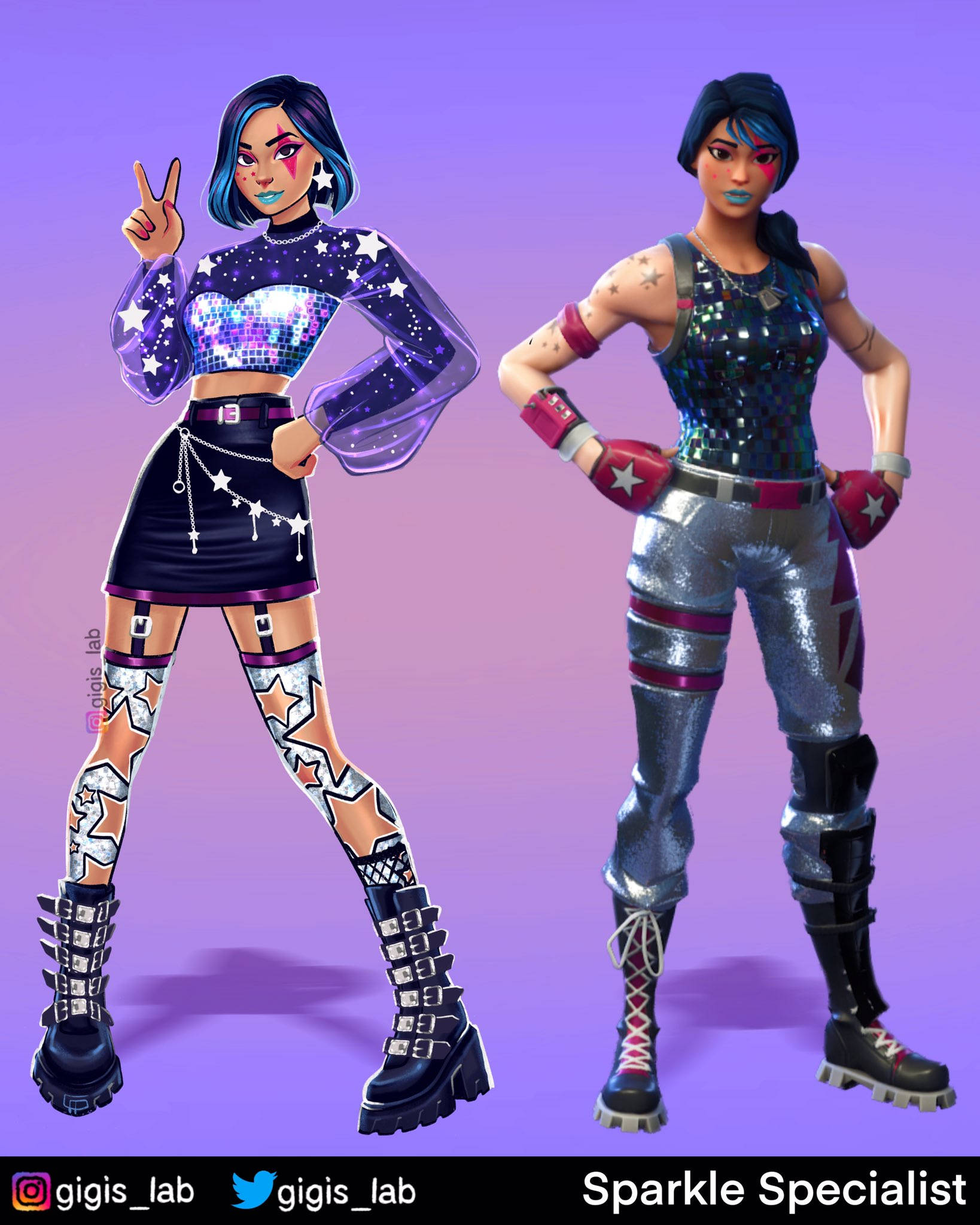 Sparkle Specialist, Fortnite, glittering star-themed outfits, Full HD Phone Wallpaper