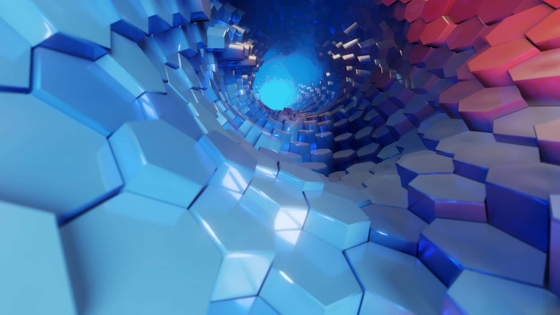 hexagonal tunnel, glowing hexagonal blocks, cool blue, Full HD Desktop Wallpaper