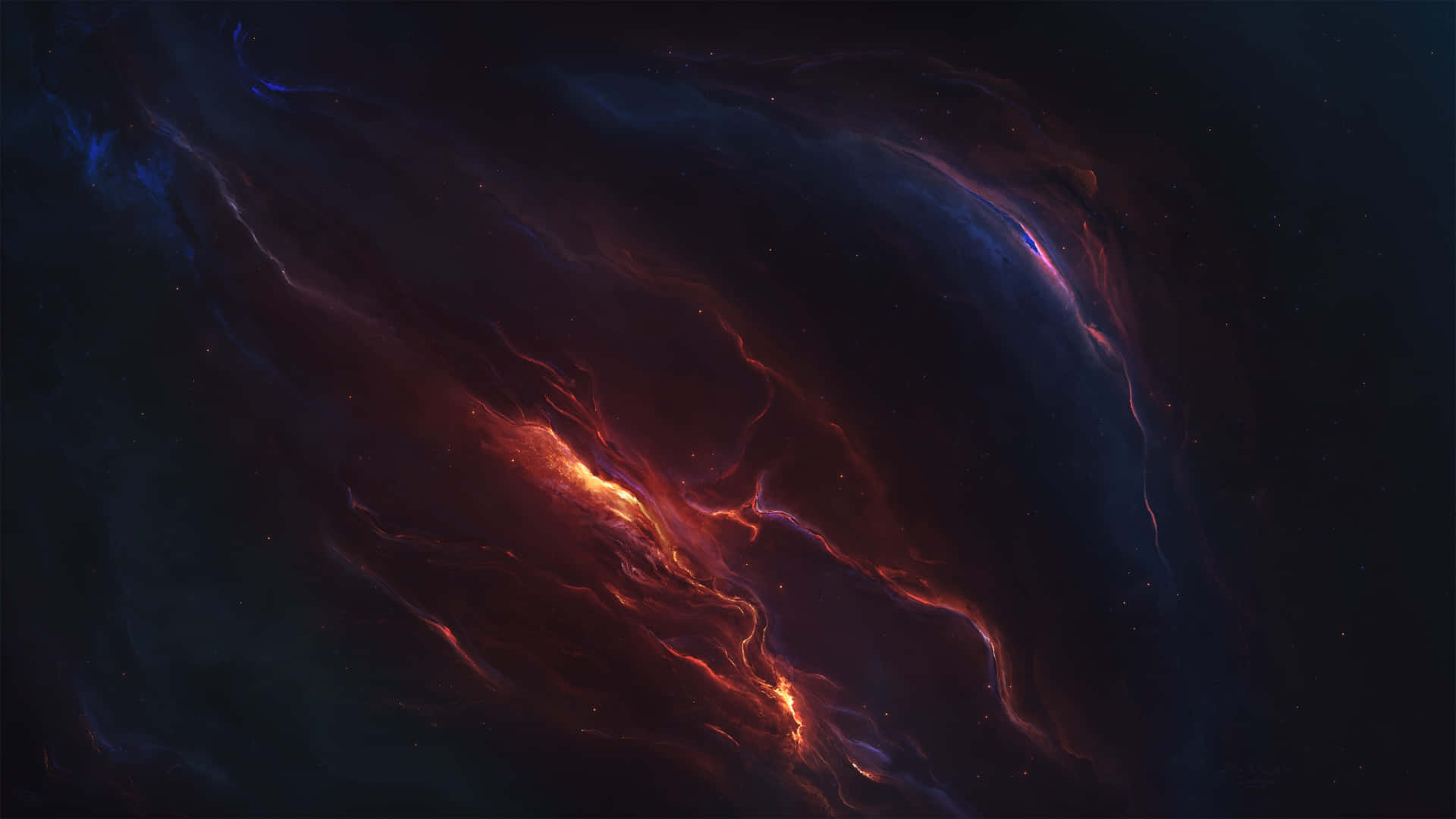 cosmic lava flow, cosmic nebula, fiery orange, Full HD Desktop Wallpaper