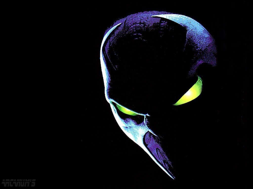 Spawn HD, alien skull, glowing green eyes, SD Desktop Wallpaper