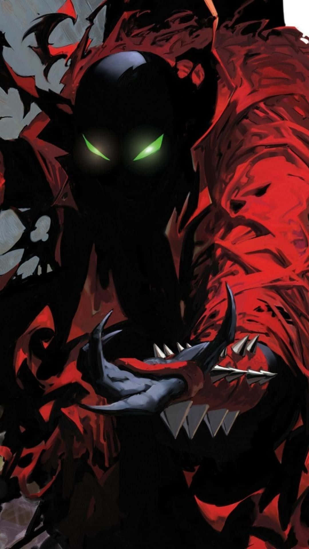 Spawn HD, glowing green eyes, jagged red armor, Full HD Phone Wallpaper