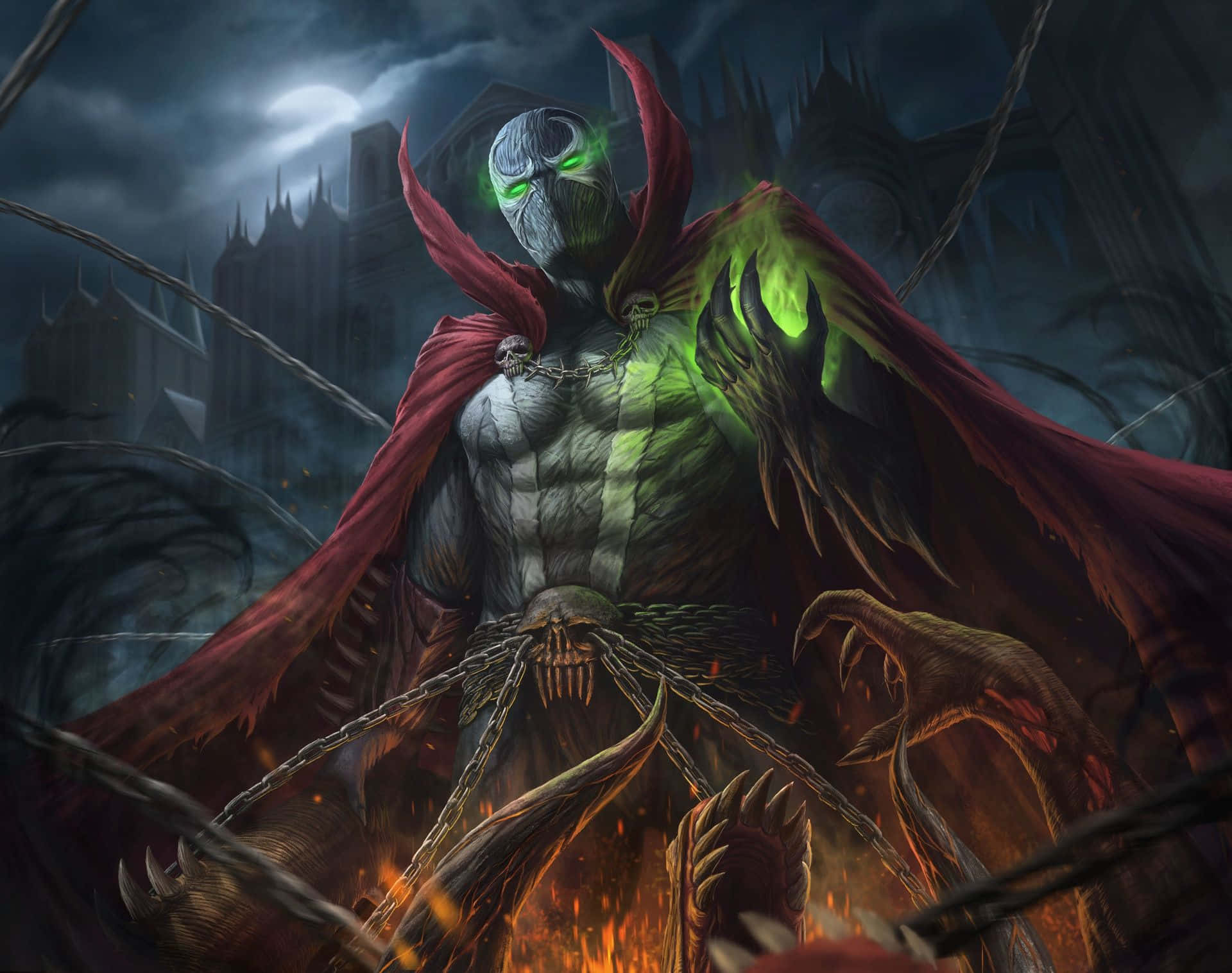 Spawn HD, green cloak, sword, Full HD Desktop Wallpaper