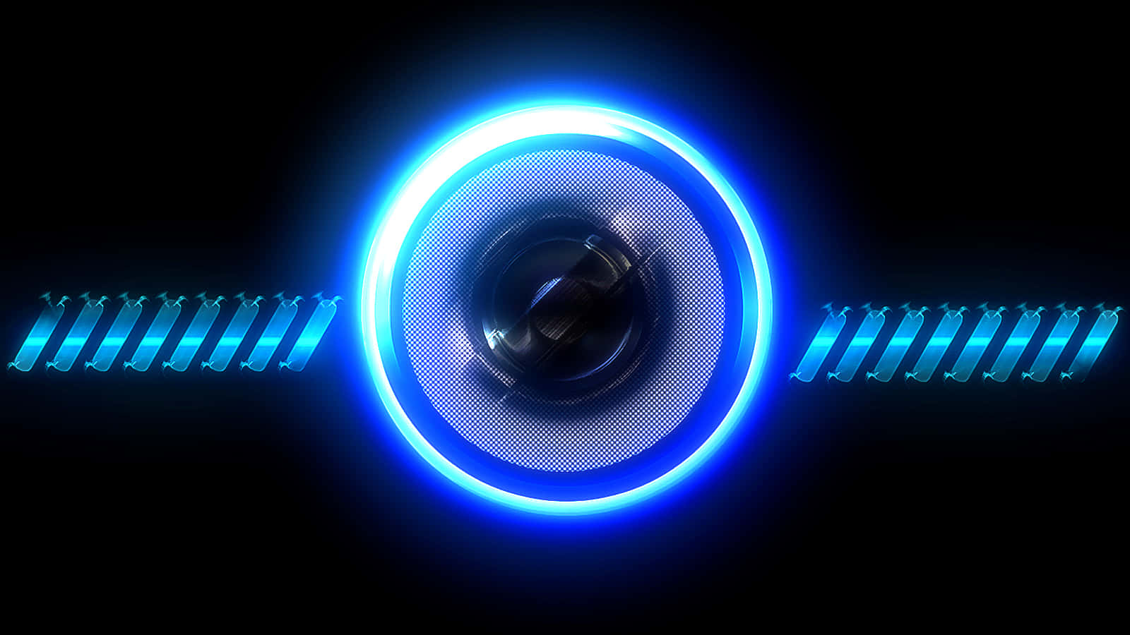black electric speaker, blue light, glowing blue circular speaker, HD Desktop Wallpaper