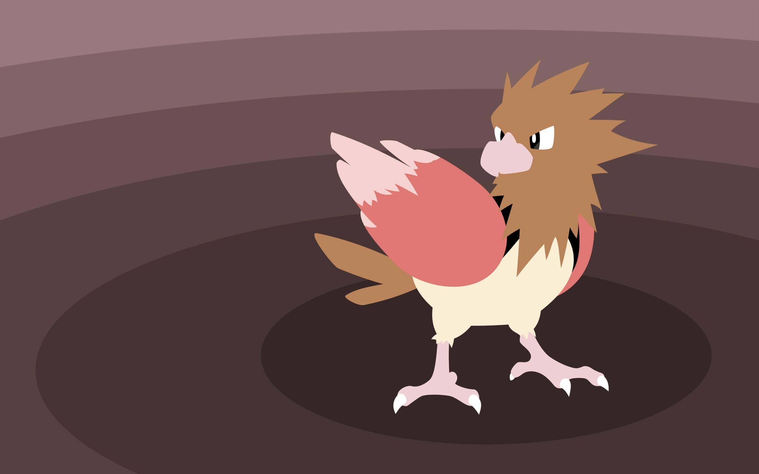 Spearow, brown spiky feathers, pink wingtips, 2K Desktop Wallpaper