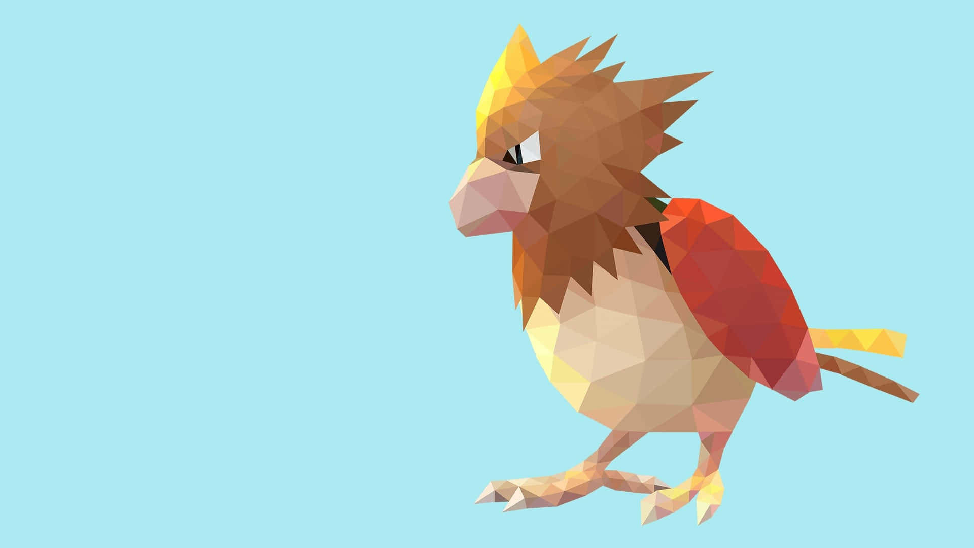 Spearow, low-poly, orange red, Full HD Desktop Wallpaper