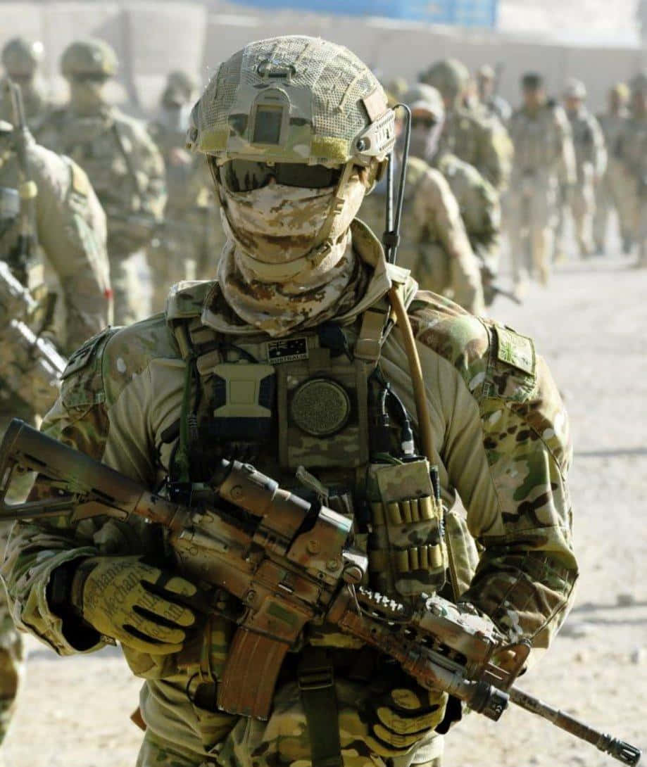 Special Forces, camouflage gear, helmet, SD Phone Wallpaper