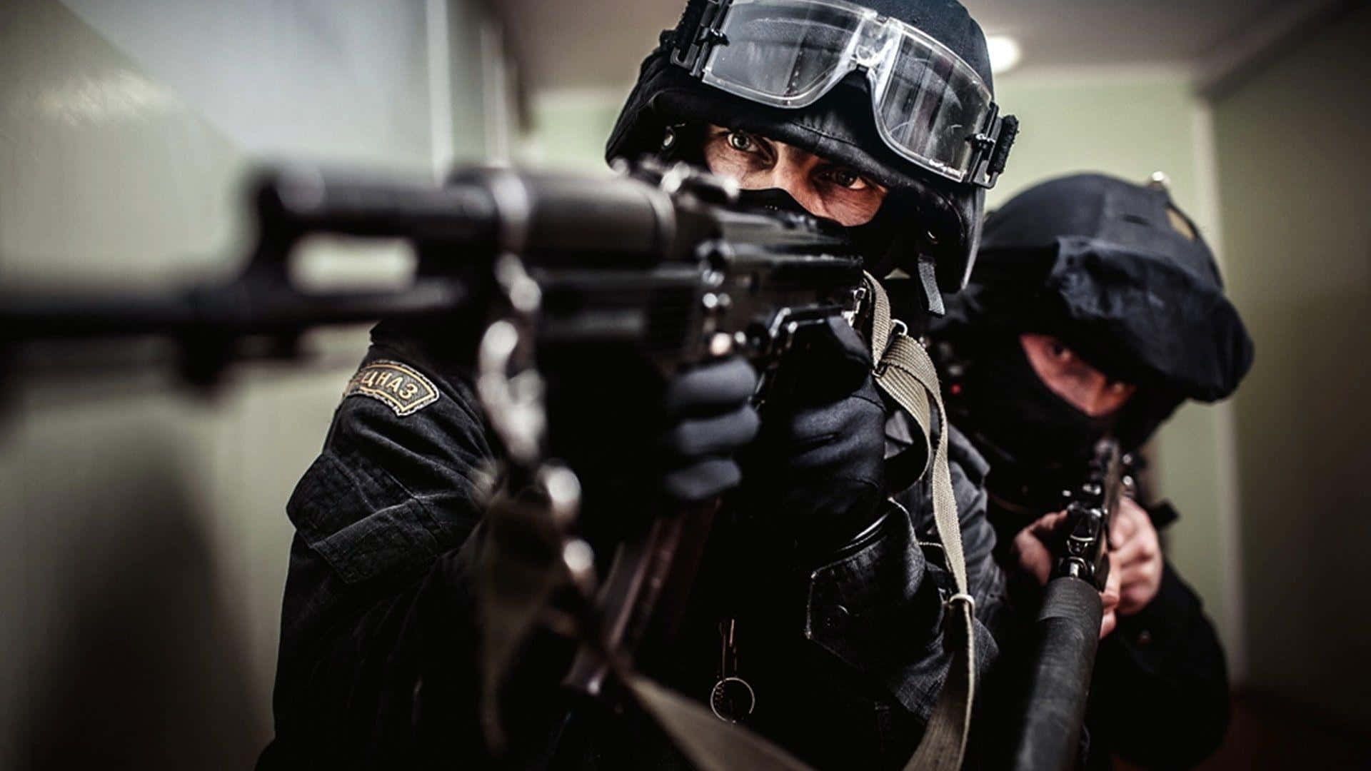 Special Forces, black gear, rifles, Full HD Desktop Wallpaper