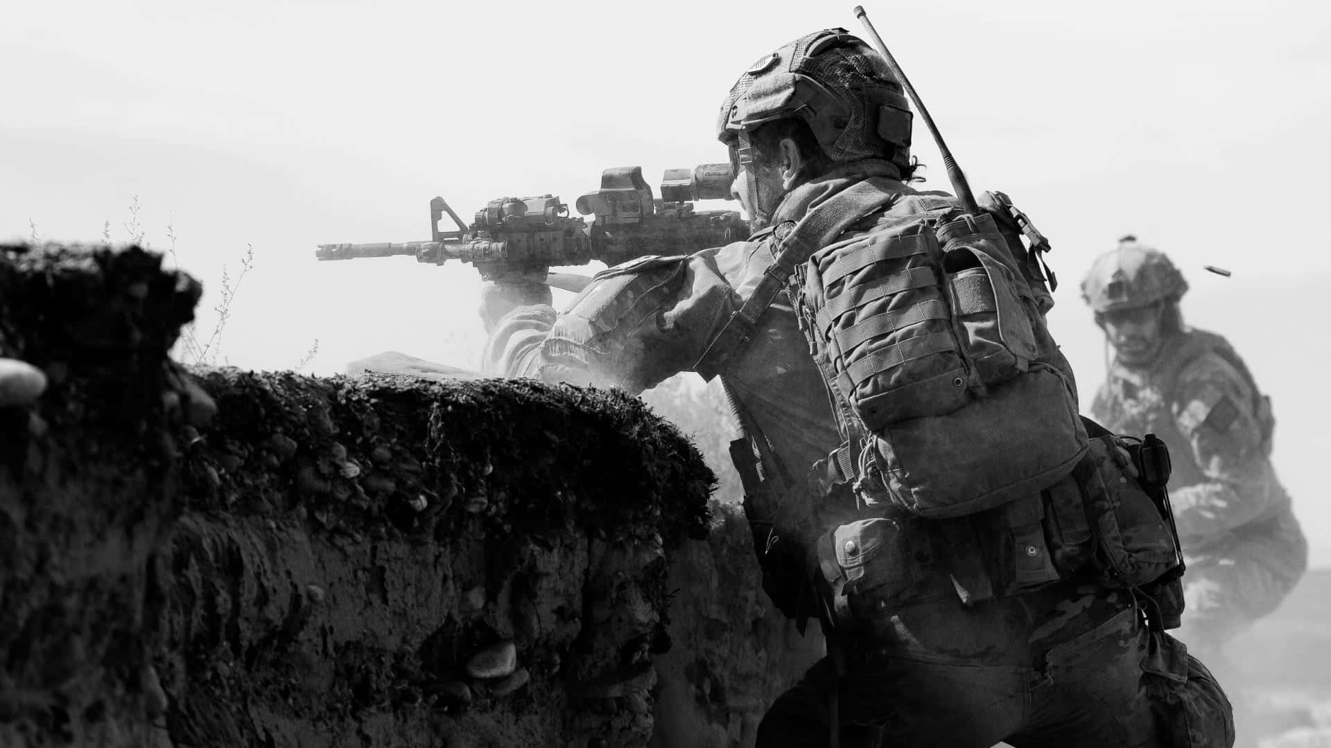 Special Forces, combat gear, dirt embankment, Full HD Desktop Wallpaper